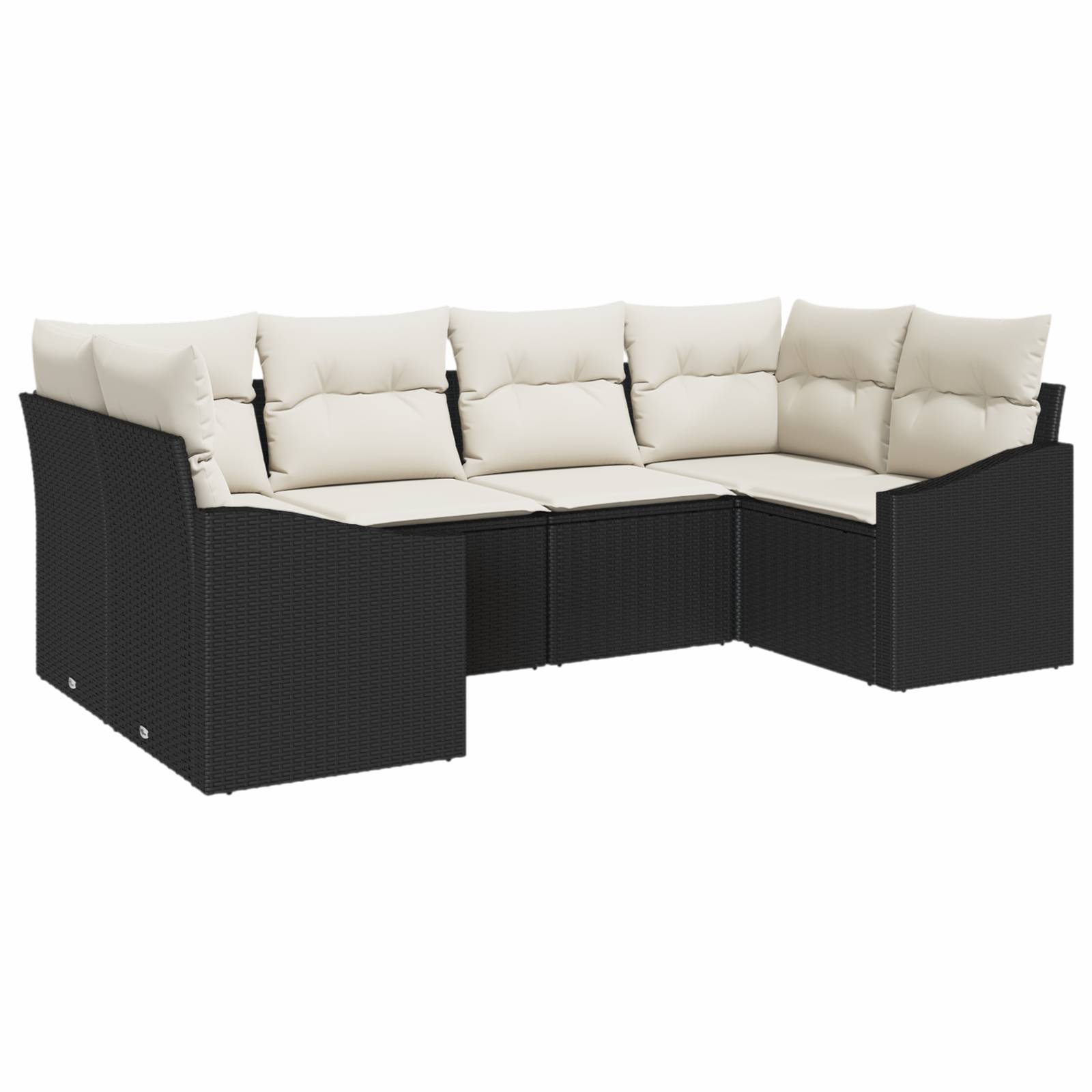 vidaXL 6-tlg. Garten-Sofagarnitur mit Kissen Schwarz Poly Rattan