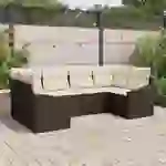 vidaXL 6-tlg. Garten-Sofagarnitur mit Kissen Braun Poly Rattan vidaXL 6-tlg. Garten-Sofagarnitur mit Kissen Braun Poly Rattan