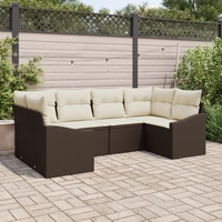 vidaXL 6-tlg. Garten-Sofagarnitur mit Kissen Braun Poly Rattan vidaXL 6-tlg. Garten-Sofagarnitur mit Kissen Braun Poly Rattan