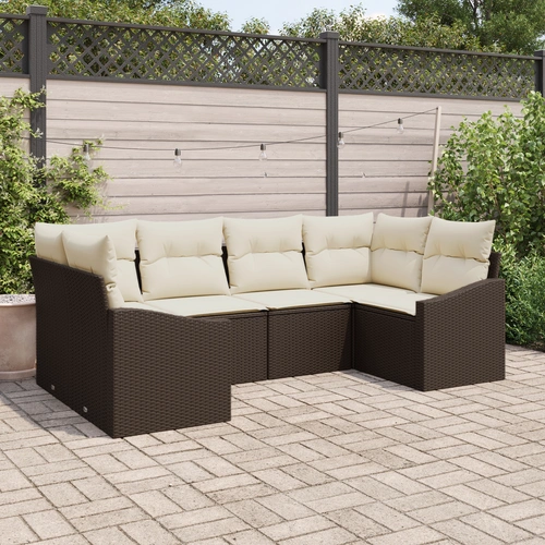 vidaXL 6-tlg. Garten-Sofagarnitur mit Kissen Braun Poly Rattan vidaXL 6-tlg. Garten-Sofagarnitur mit Kissen Braun Poly Rattan