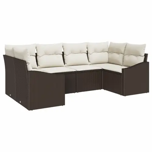 vidaXL 6-tlg. Garten-Sofagarnitur mit Kissen Braun Poly Rattan vidaXL 6-tlg. Garten-Sofagarnitur mit Kissen Braun Poly Rattan