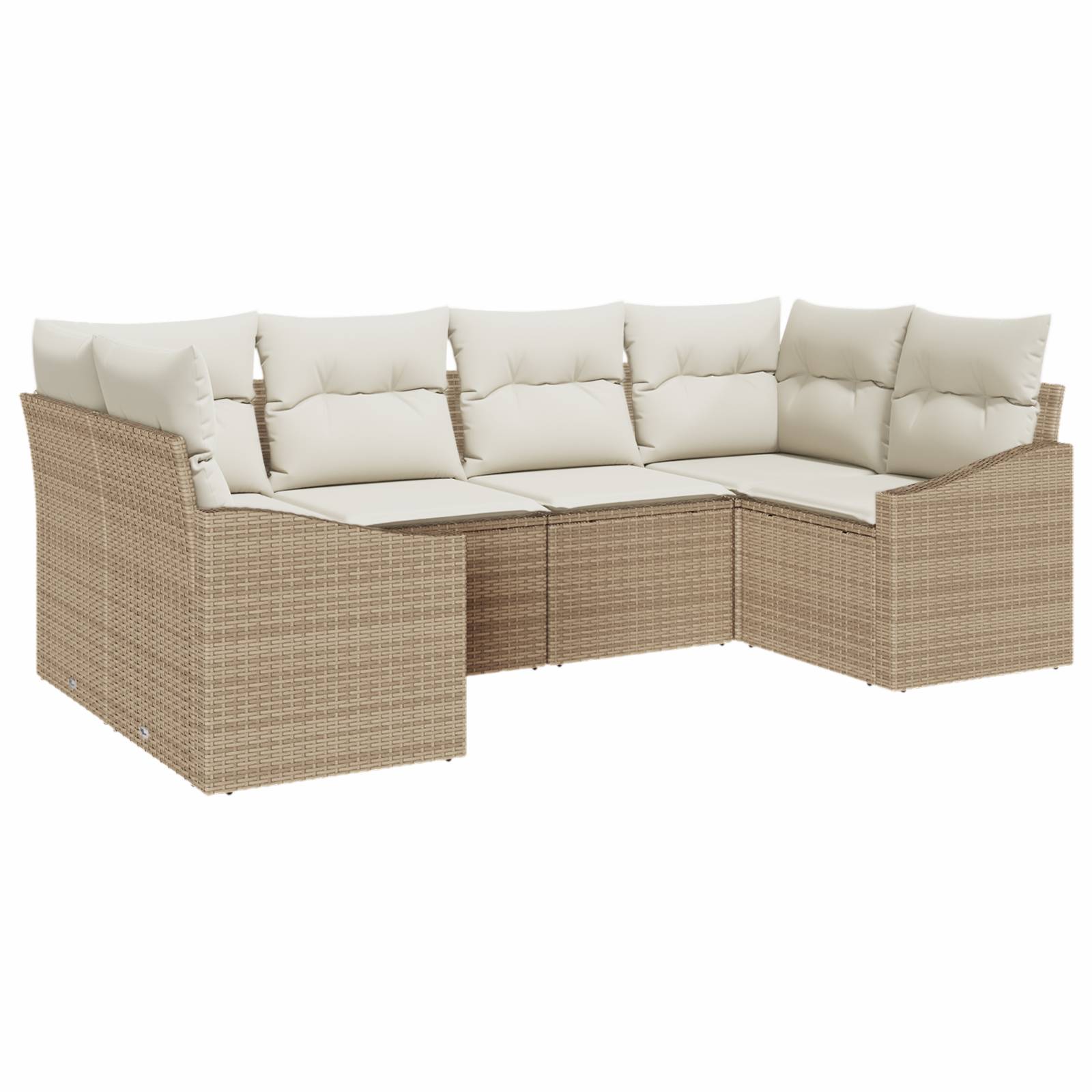 vidaXL 6-tlg. Garten-Sofagarnitur mit Kissen Beige Poly Rattan