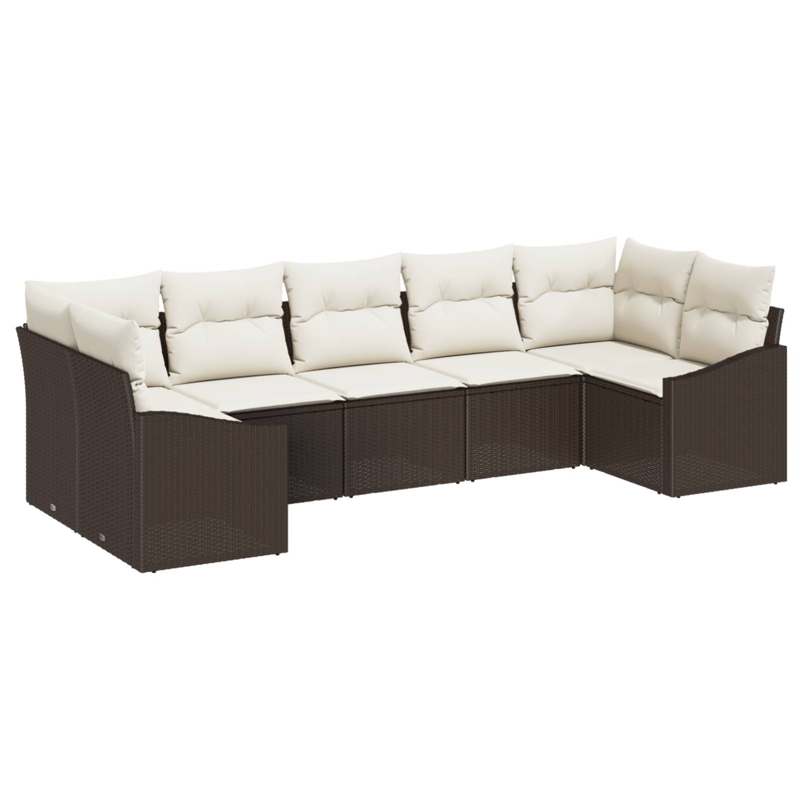 vidaXL 7-tlg. Garten-Sofagarnitur mit Kissen Braun Poly Rattan