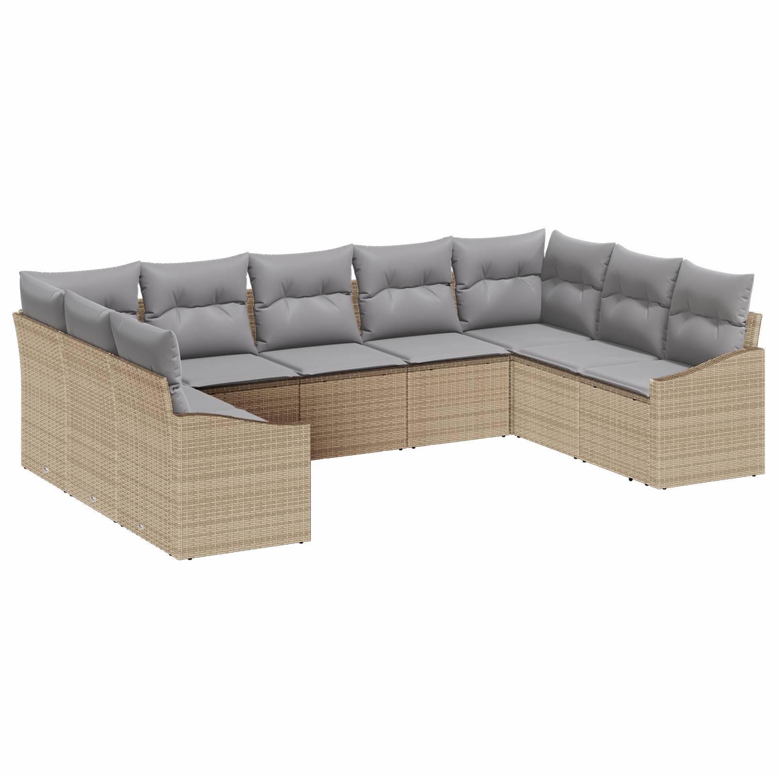 vidaXL 9-teiliges Garten-Esszimmer mit Kissen aus beige Poly Rattan