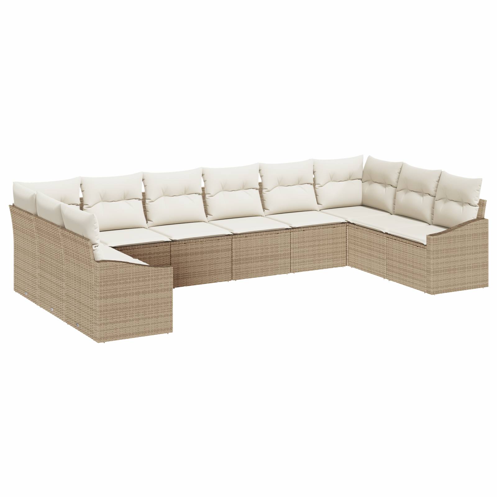 vidaXL 10-tlg. Garten-Essgruppe mit Kissen Beige Poly Rattan