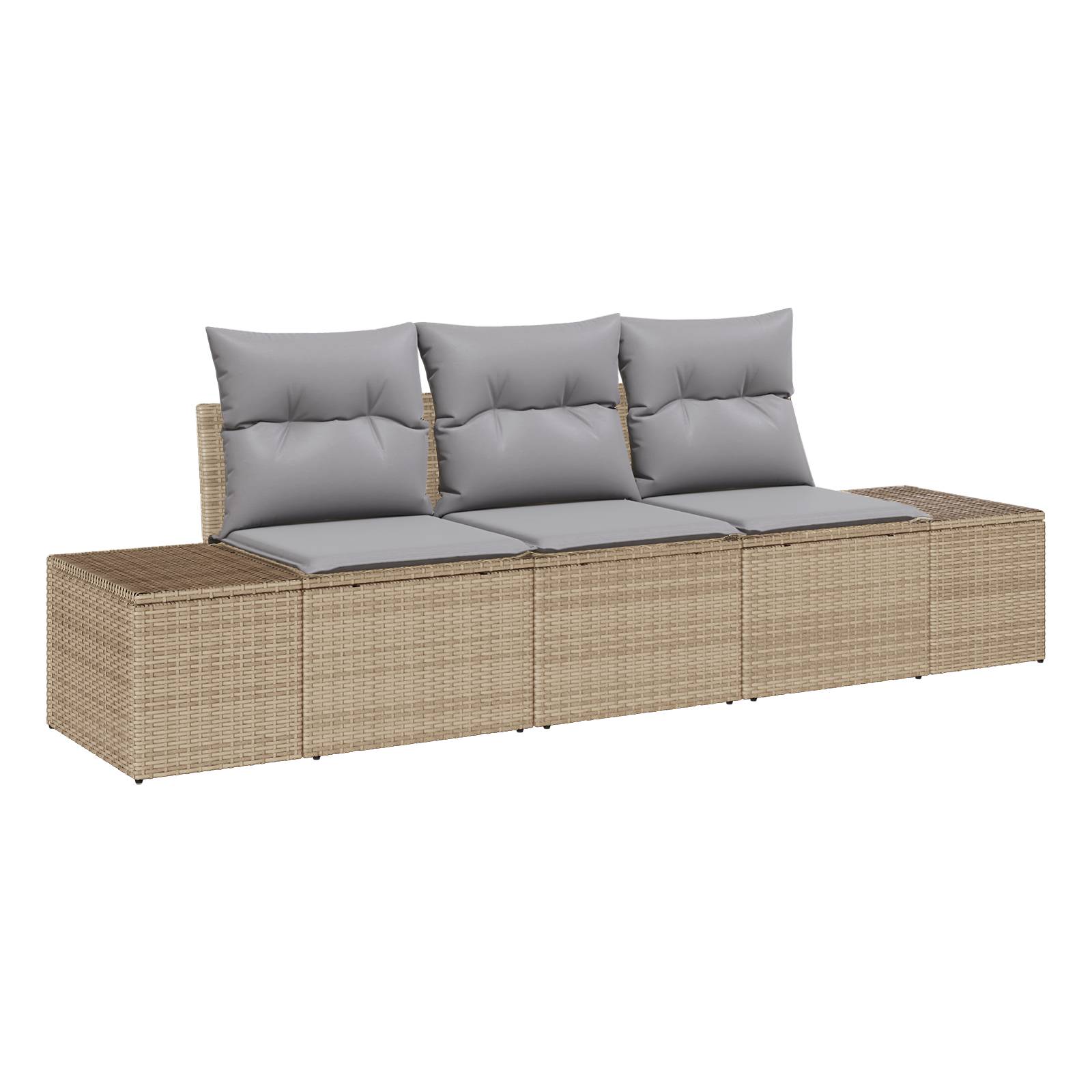 vidaXL 3-tlg. Garten-Sofagarnitur mit Kissen Beige Poly Rattan