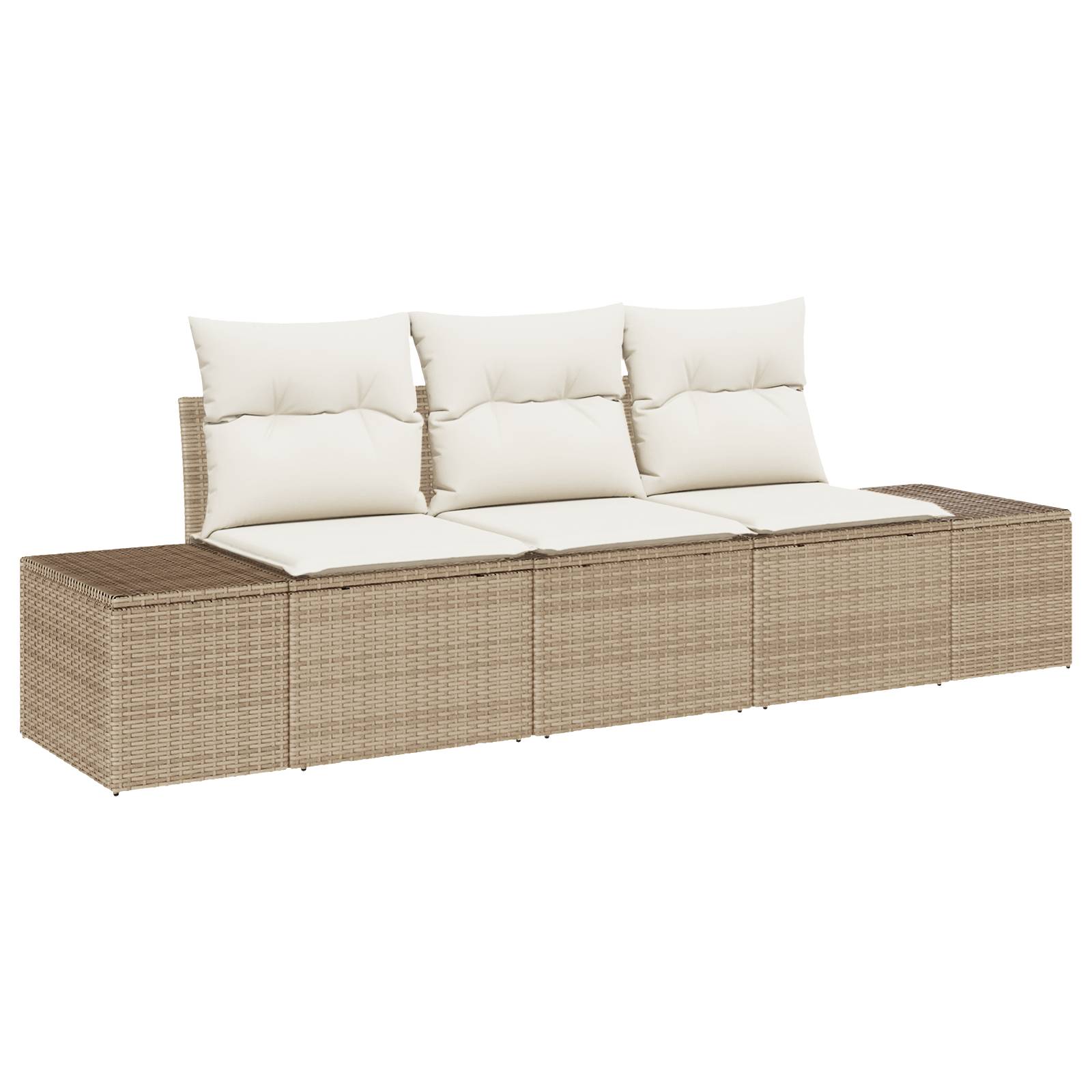 vidaXL 3-teiliges Garten-Sofa-Set mit Kissen Beige Poly Rattan