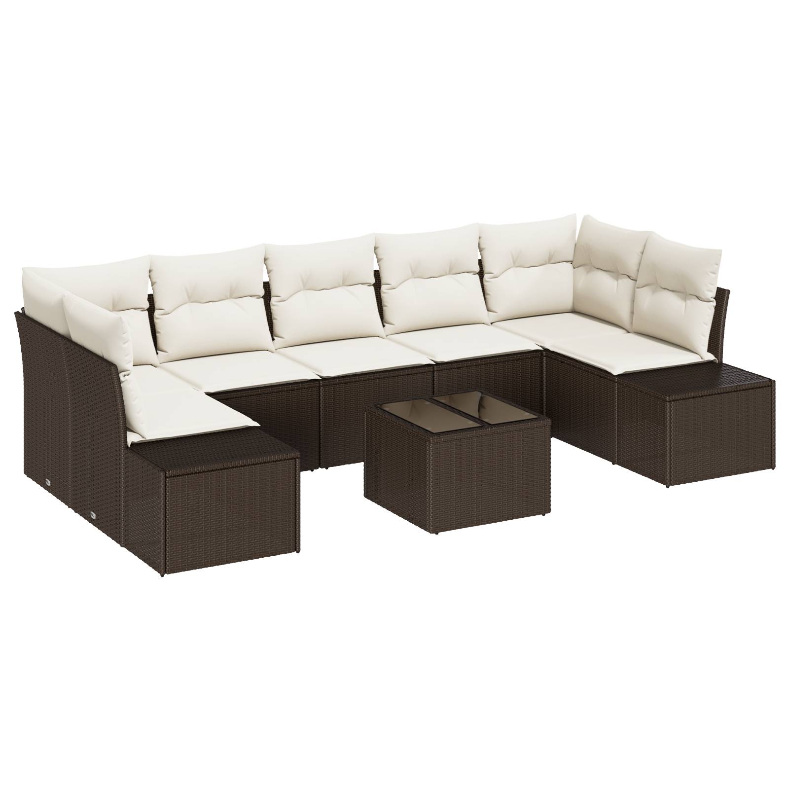 vidaXL 8-teiliges Garten-Sofa-Set mit Kissen Braun Poly Rattan
