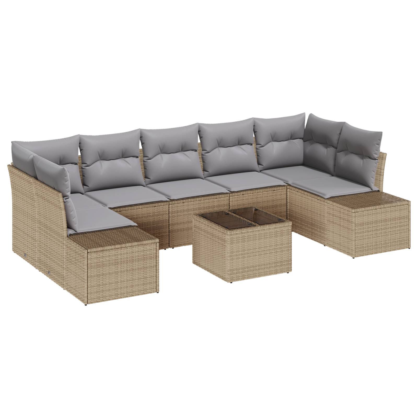 vidaXL 8-teiliges Garten Sofa Set mit Kissen Beige Poly Rattan