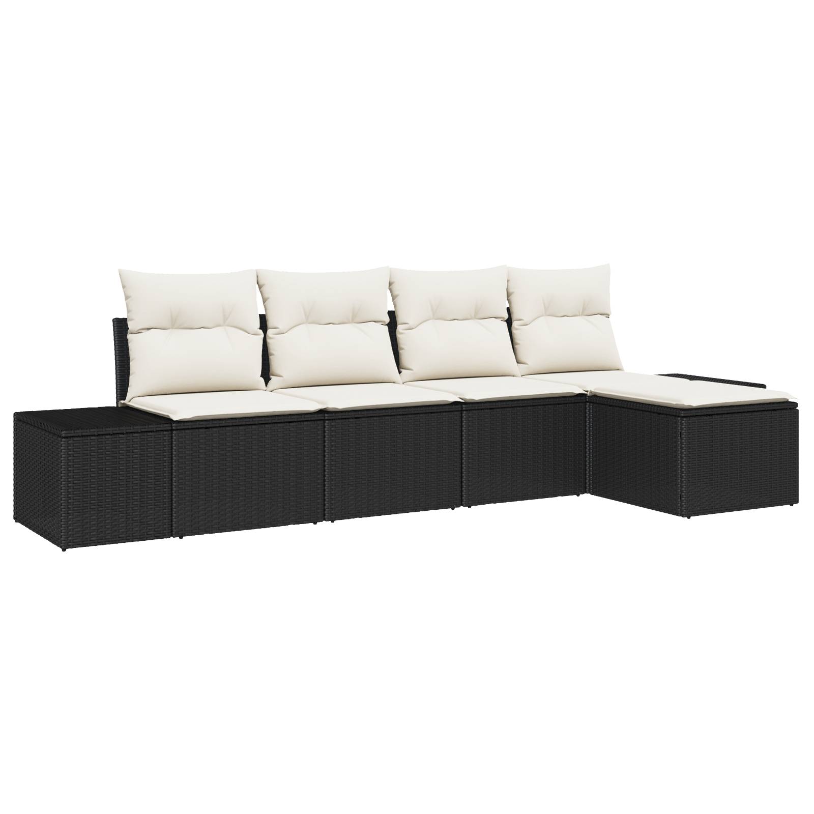 vidaXL 5-tlg. Garten-Sofagarnitur mit Kissen Schwarz Poly Rattan