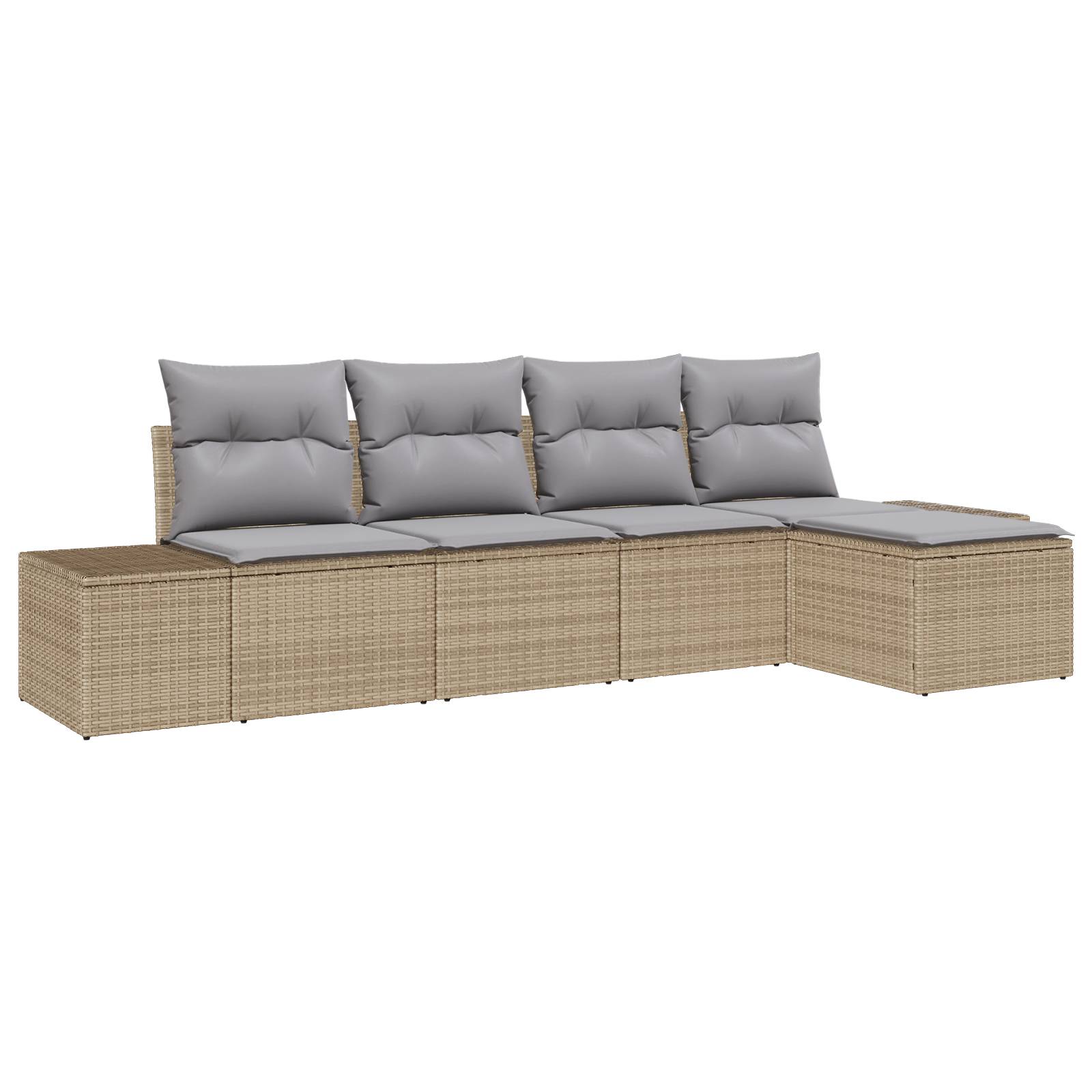vidaXL 5-tlg. Garten-Sofagarnitur mit Kissen Beige Poly Rattan