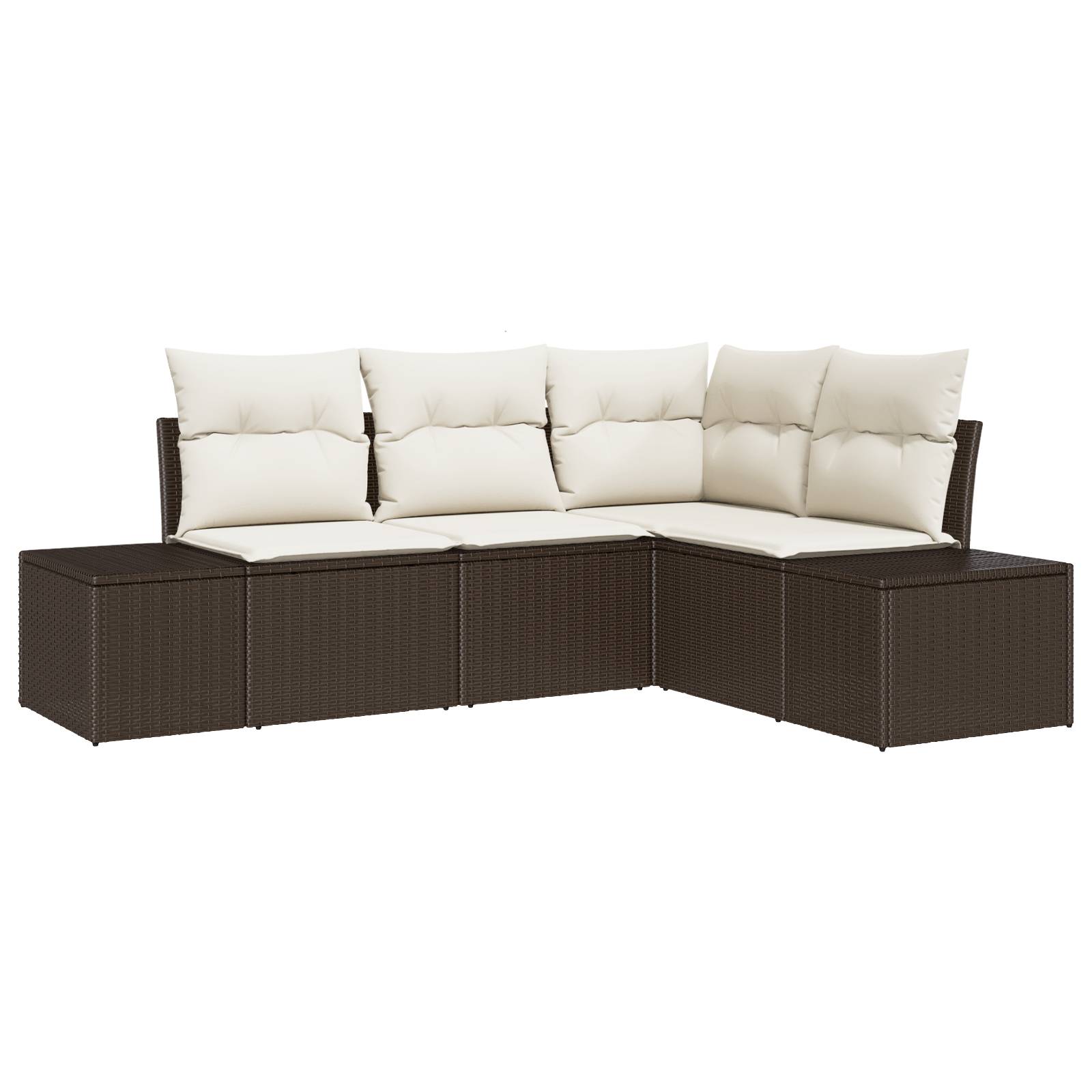 vidaXL 4-tlg. Garten-Sofagarnitur mit Kissen Braun Poly Rattan