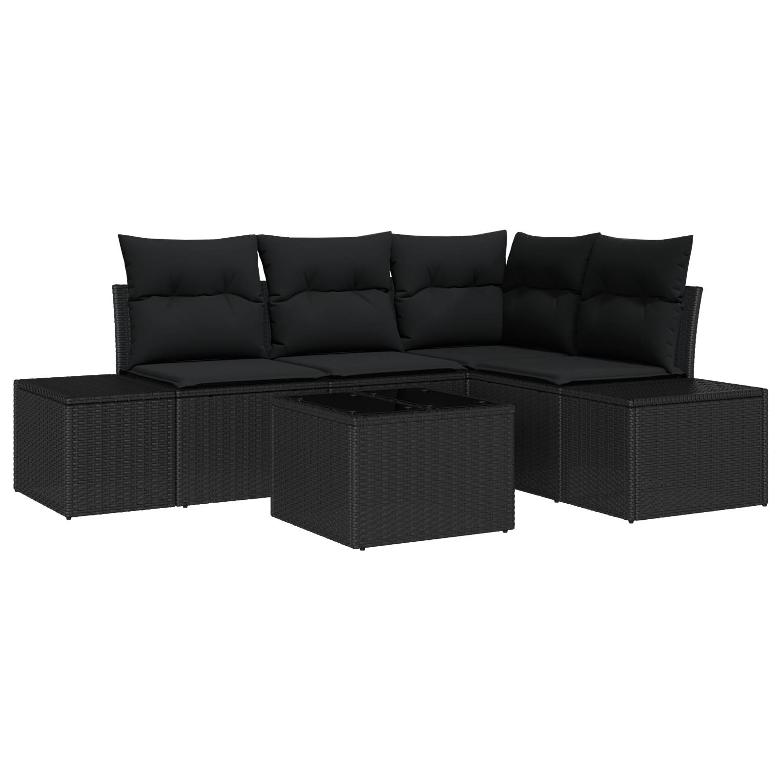 vidaXL 5-tlg. Garten-Sofagarnitur mit Kissen Beige Poly Rattan