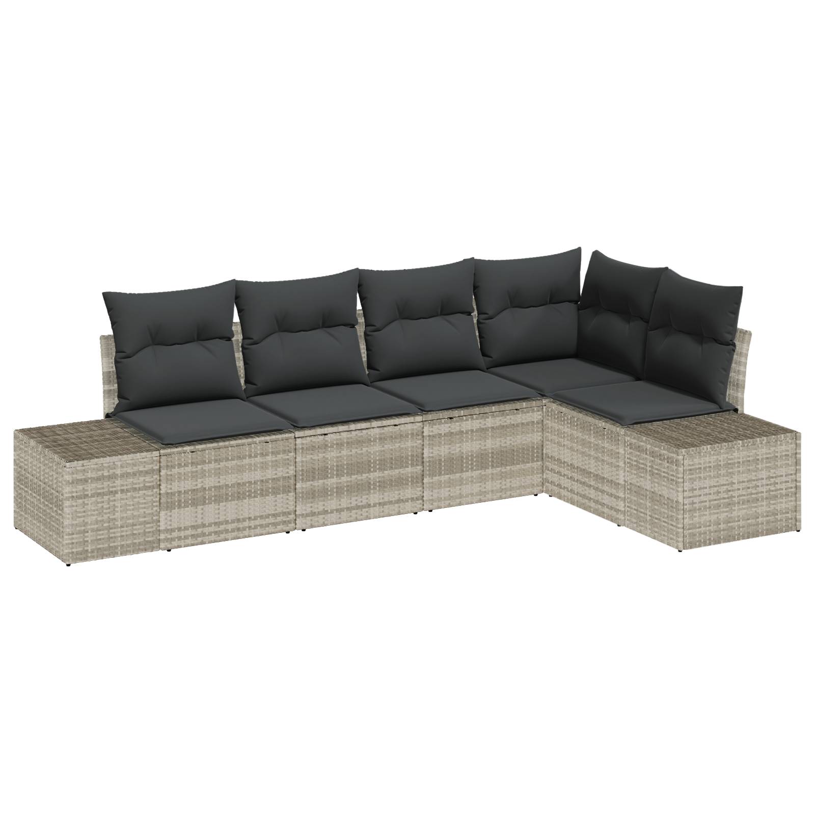 vidaXL 5-tlg. Garten-Sofagarnitur mit Kissen Hellgrau Poly Rattan
