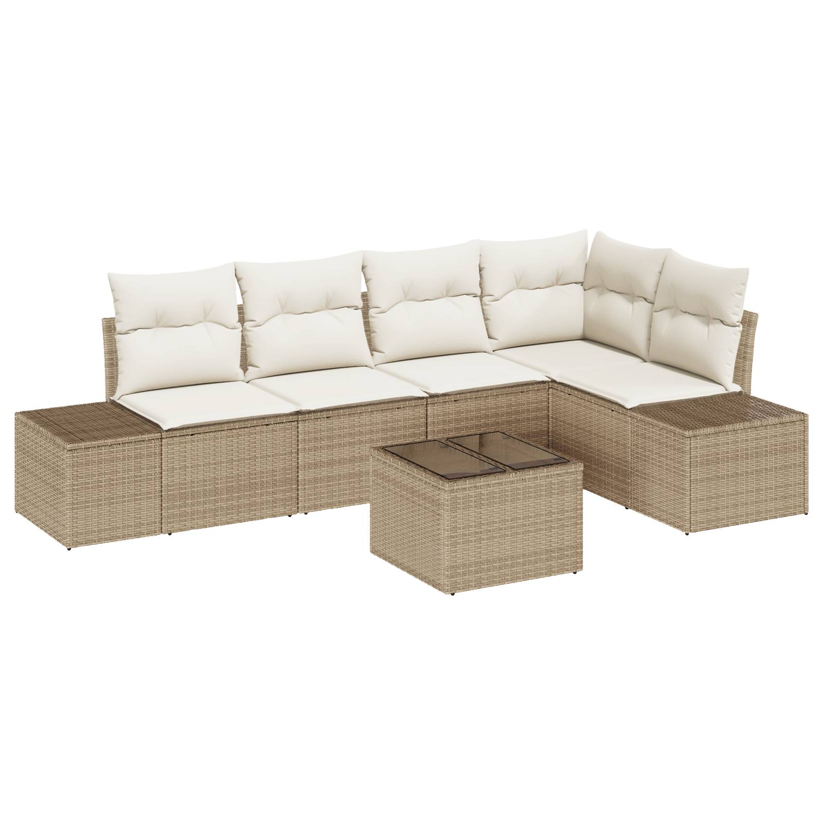 vidaXL 6-tlg. Garten-Sofagarnitur mit Kissen Braun Poly Rattan