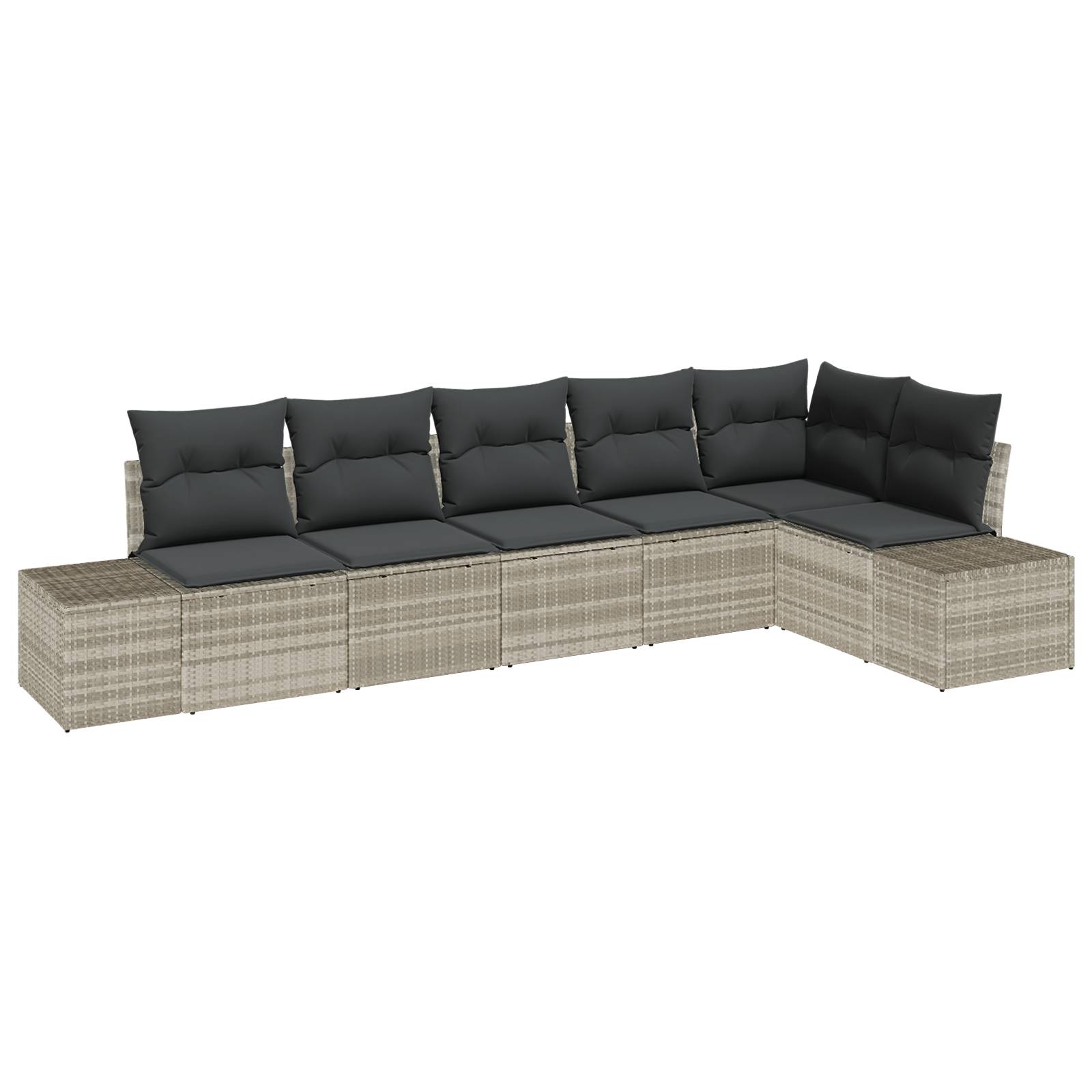 vidaXL 6-tlg. Garten-Sofagarnitur mit Kissen Hellgrau Poly Rattan