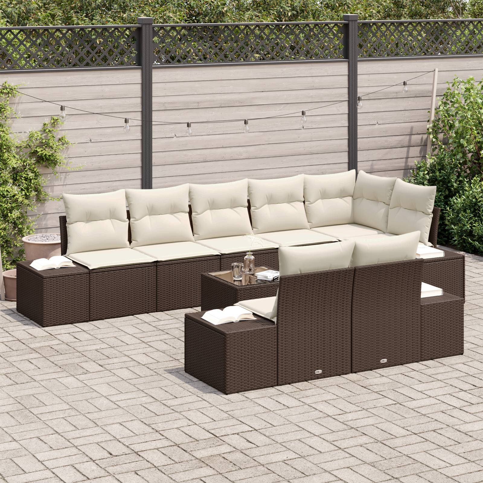 vidaXL 8-tlg. Garten-Sofagarnitur mit Kissen Grau Poly Rattan