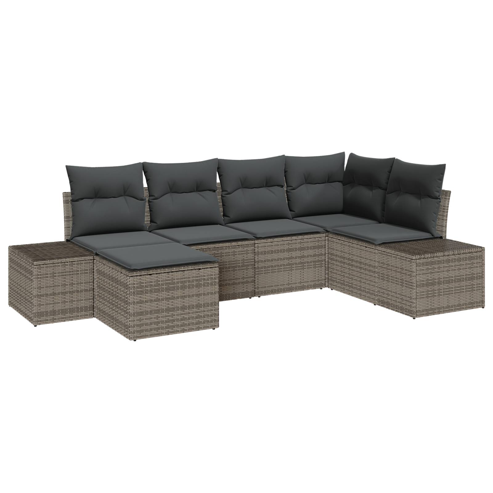 vidaXL 6-teiliges Garten-Sofa-Set mit Kissen Grau Poly Rattan