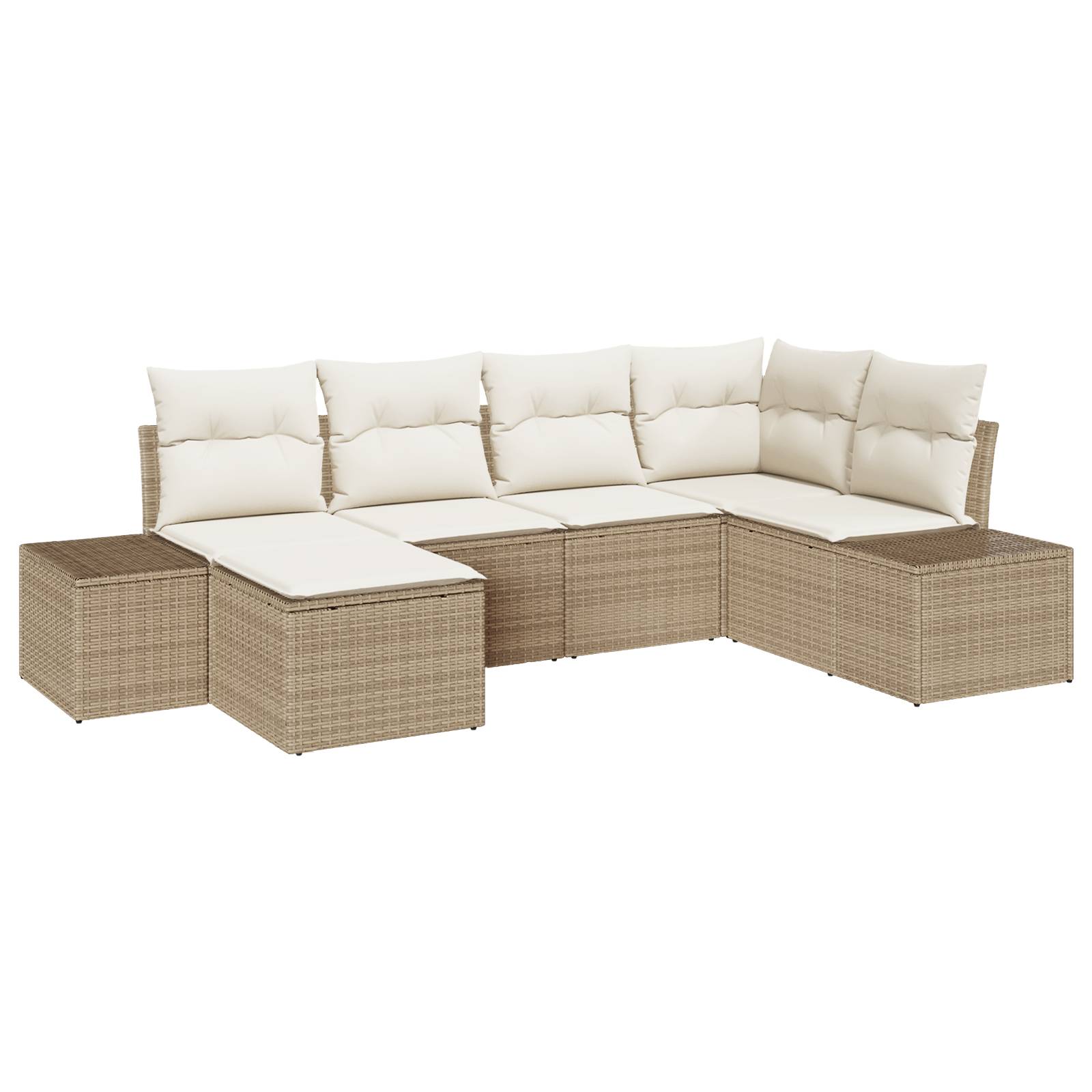 vidaXL 6-teiliges Garten-Sofa-Set mit Kissen Beige Poly-Rattan