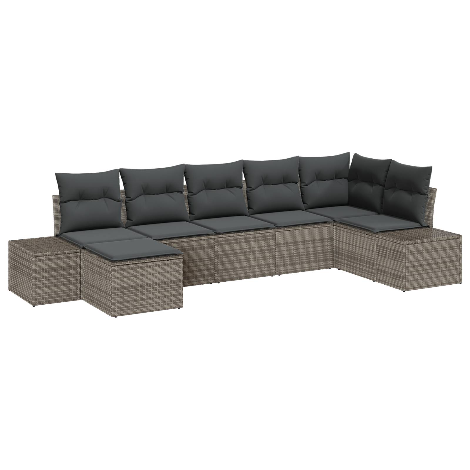 vidaXL 7-teiliges Garten Sofa Set mit Kissen Grau Poly Rattan