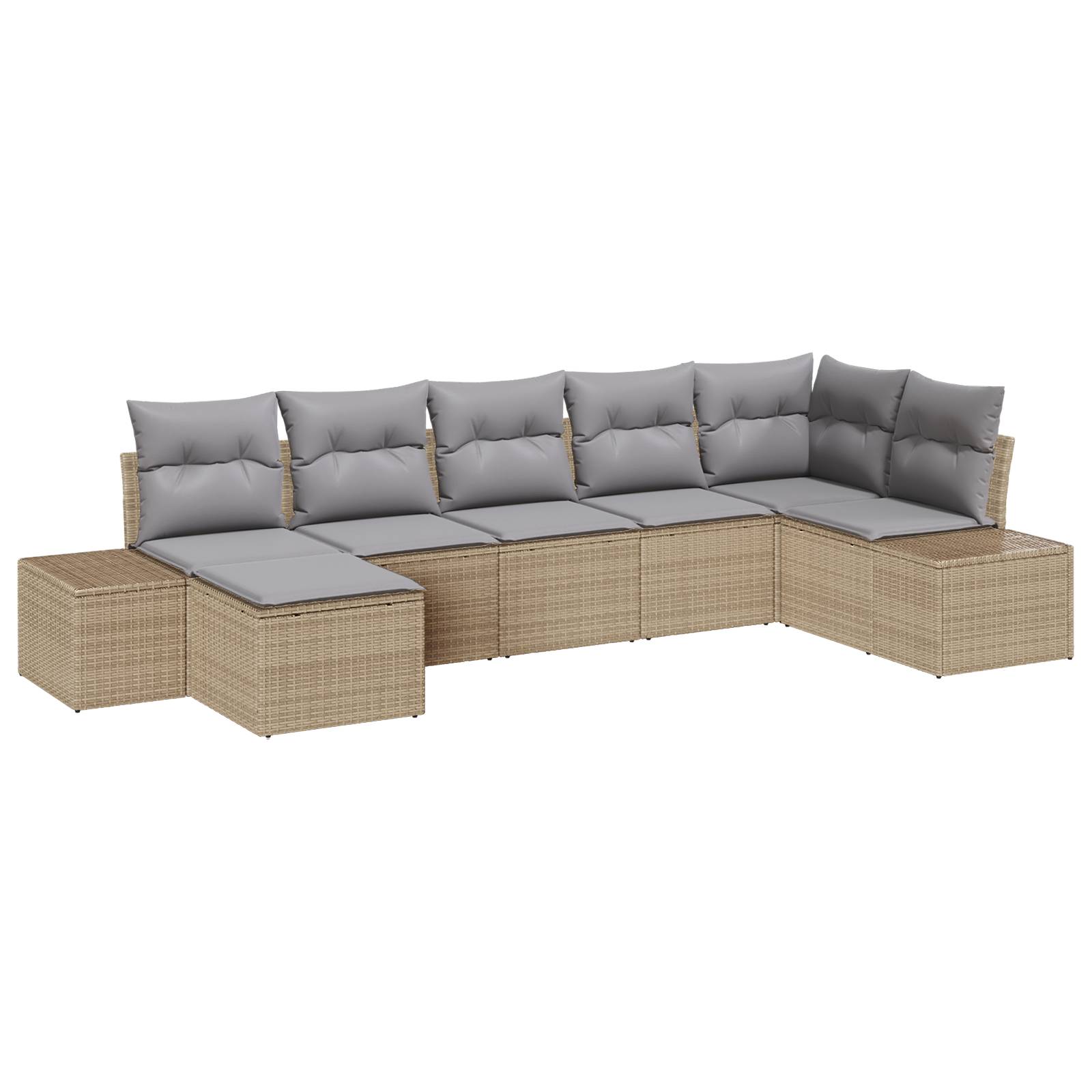 vidaXL 7-teiliges Garten-Sofa-Set mit Kissen Beige Poly-Rattan