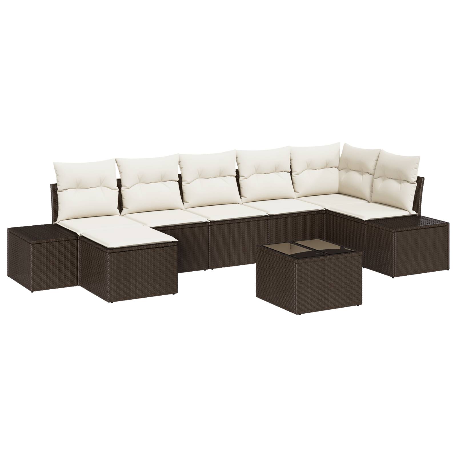 vidaXL 7-teiliges Garten Sofa Set mit Kissen Grau Poly Rattan