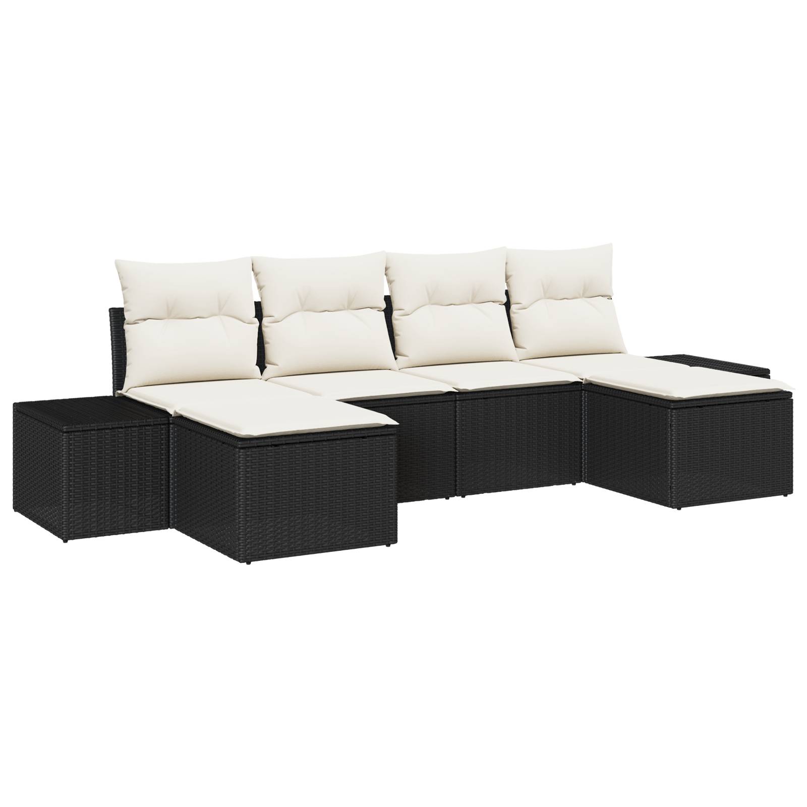 vidaXL 6-teiliges Garten Sofa Set mit Kissen in Schwarz Poly Rattan