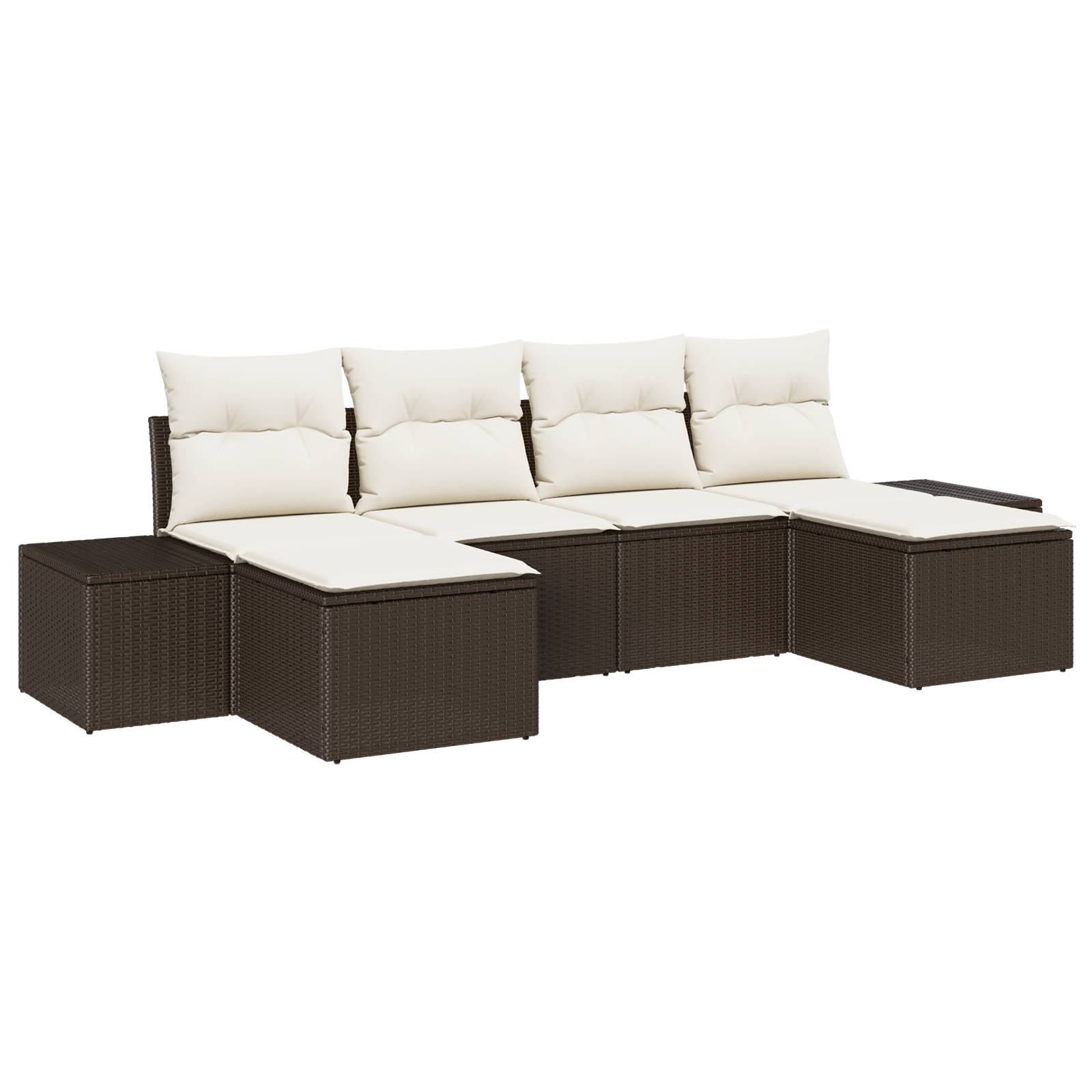 vidaXL 6-teiliges Garten Sofa Set mit Kissen Braun Poly Rattan