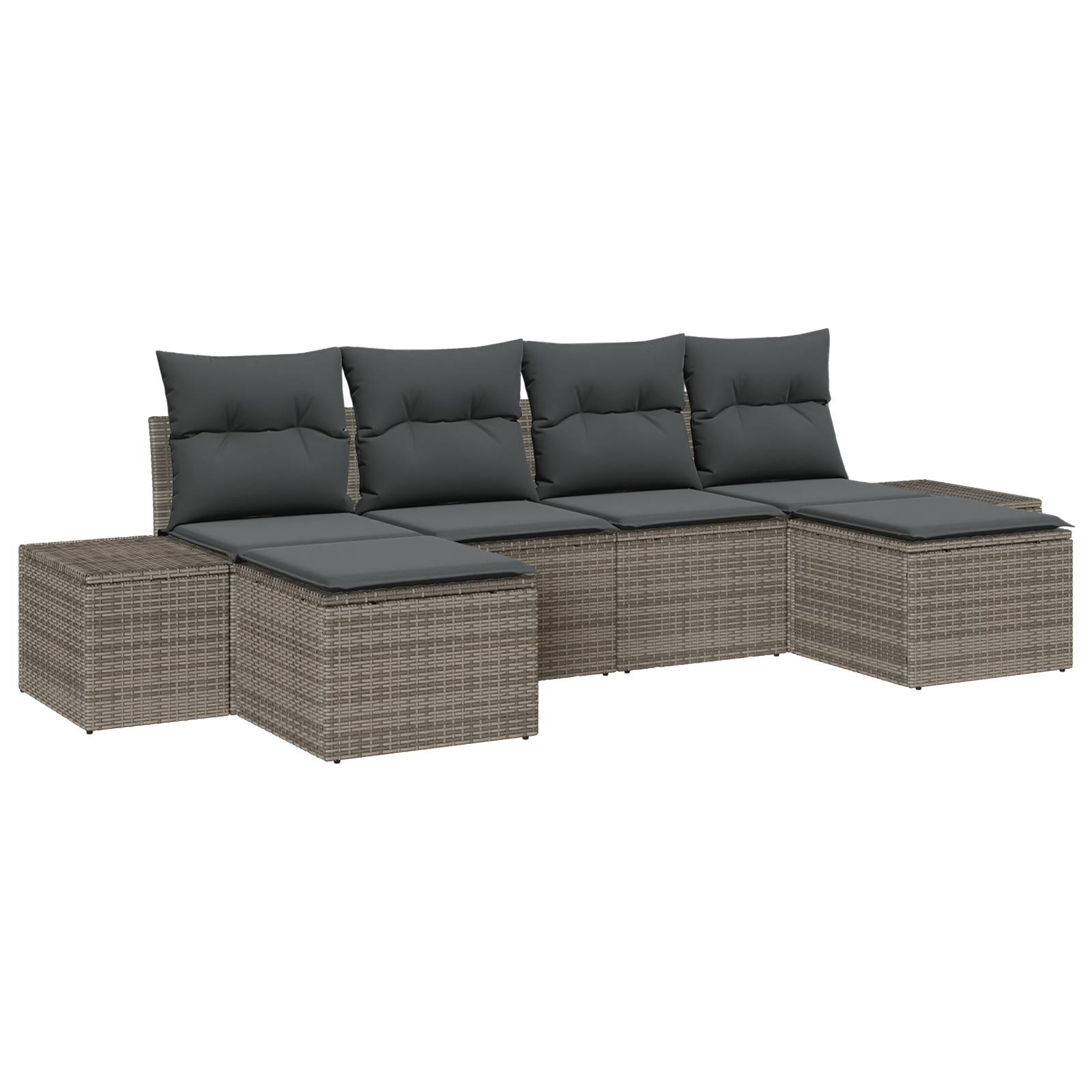 vidaXL 6-teiliges Garten Sofa Set mit Kissen Grau Poly Rattan