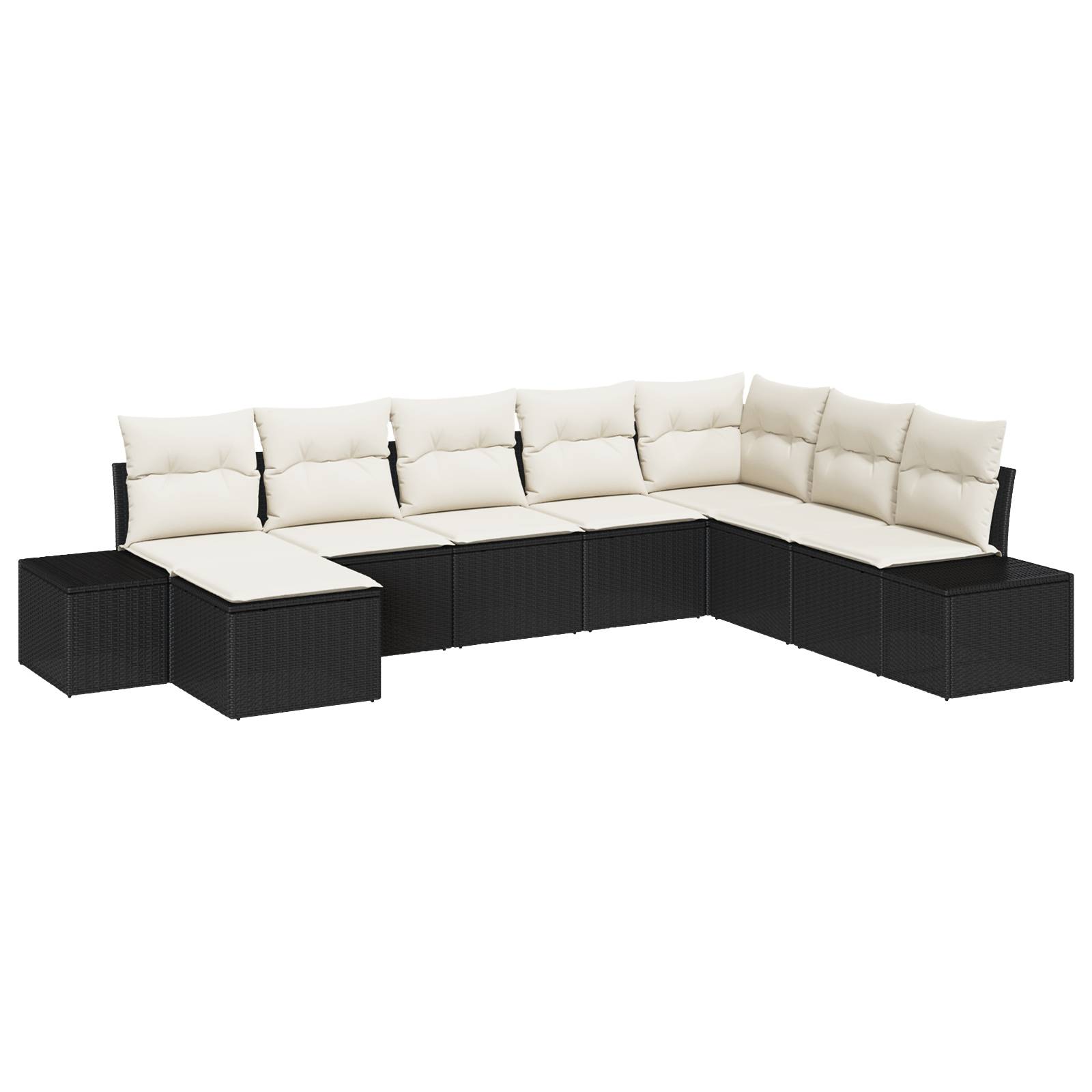 vidaXL 8-teiliges Garten-Sofa-Set mit Kissen - Schwarzes Poly-Rattan