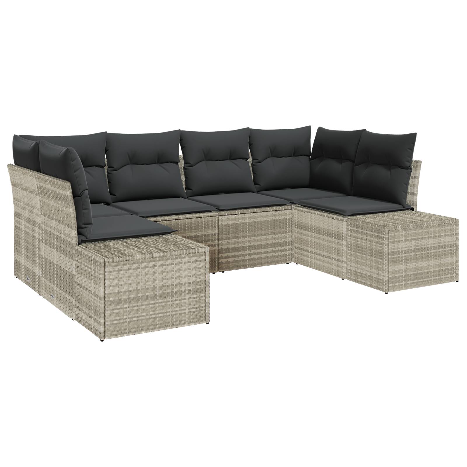 vidaXL 6-teiliges Garten Sofa Set mit Kissen Hellgrau Poly Rattan