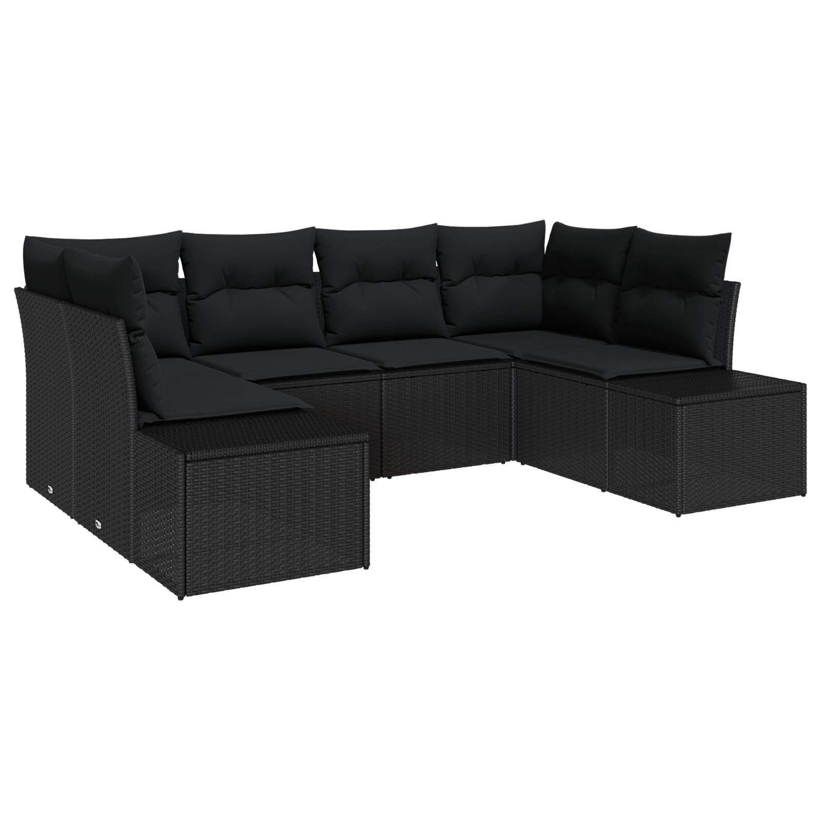 vidaXL 6-teiliges Garten Sofa Set mit Kissen Schwarz Poly Rattan