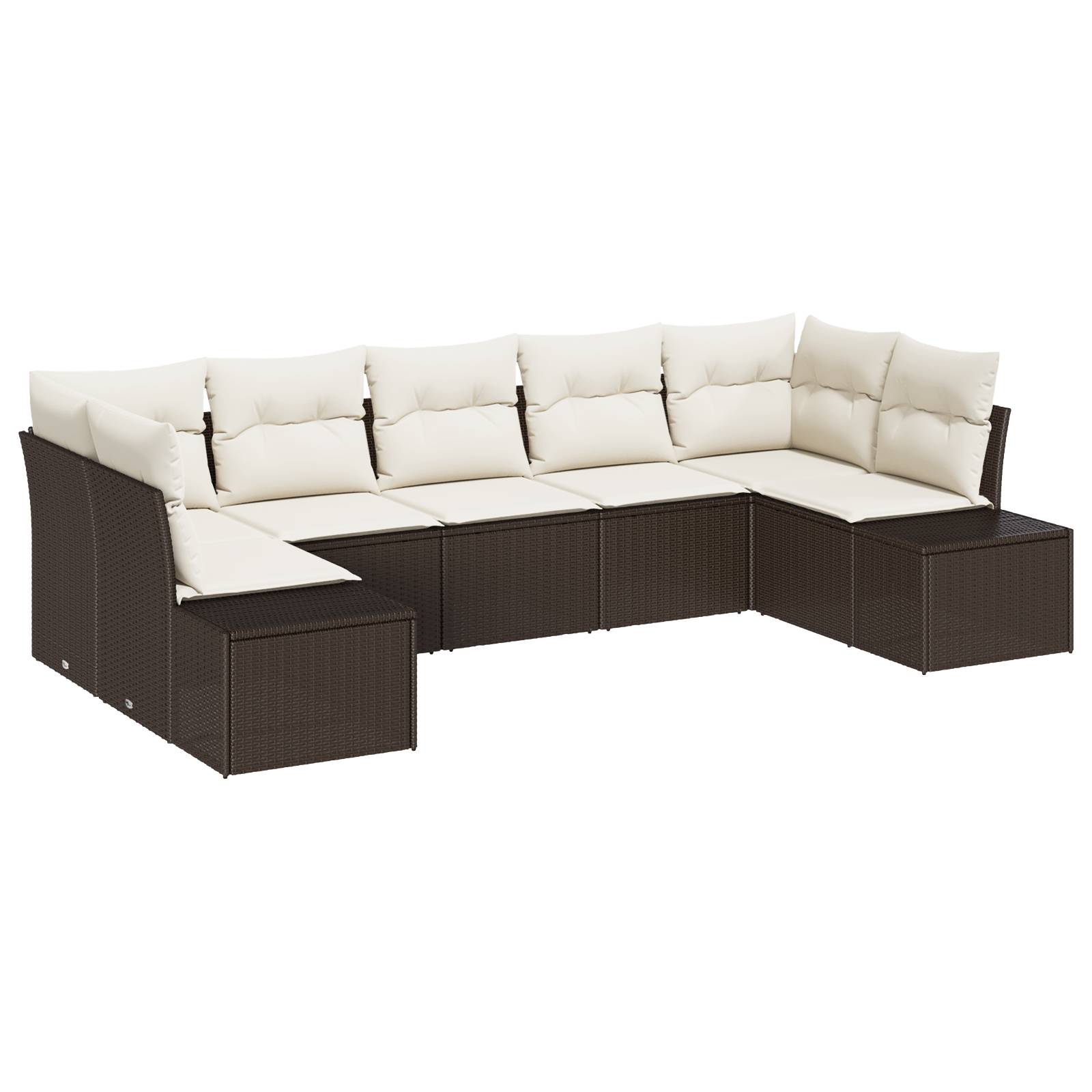 vidaXL 7-teiliges Garten Sofa Set mit Kissen Braun Poly Rattan