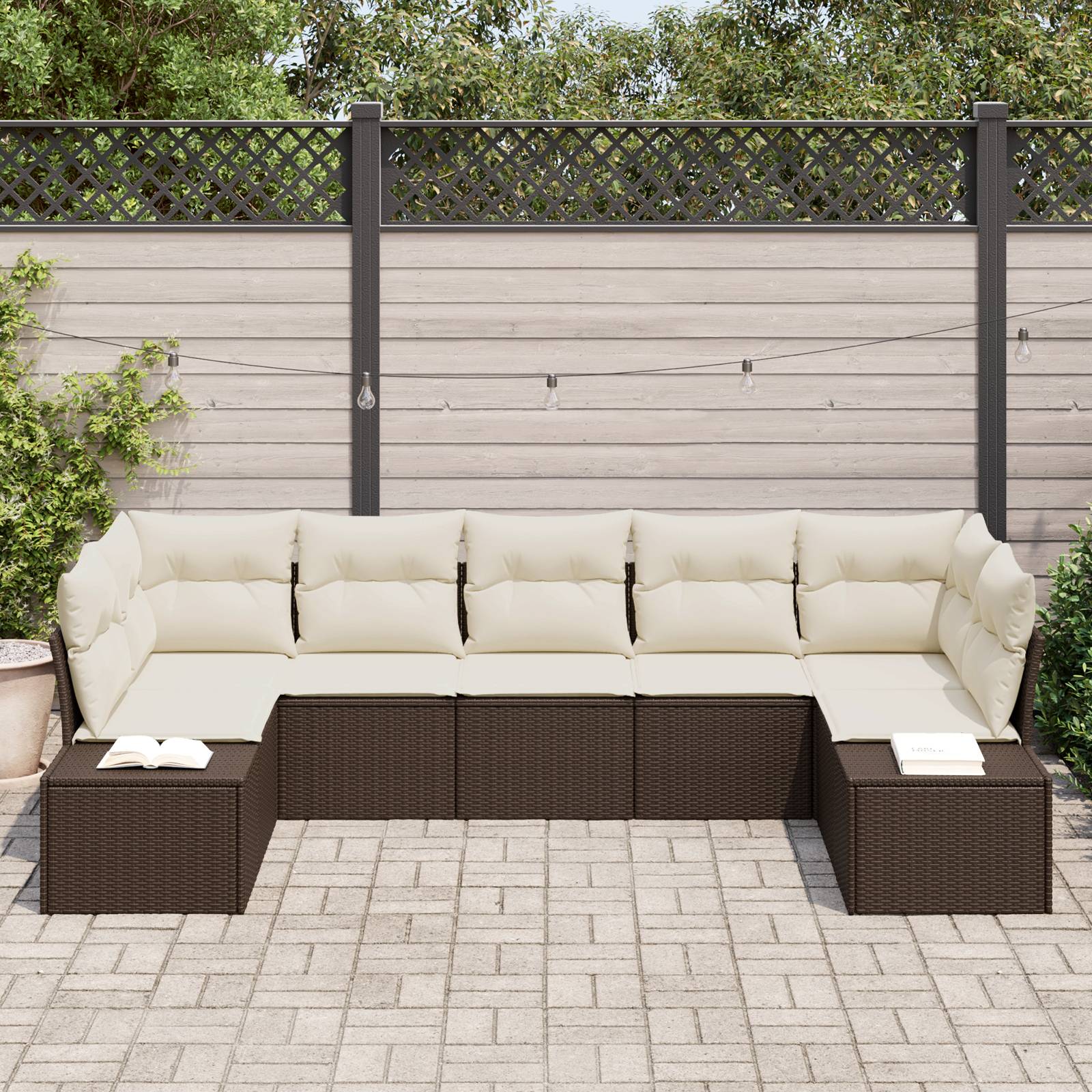 vidaXL 7-teiliges Garten Sofa Set mit Kissen Braun Poly Rattan
