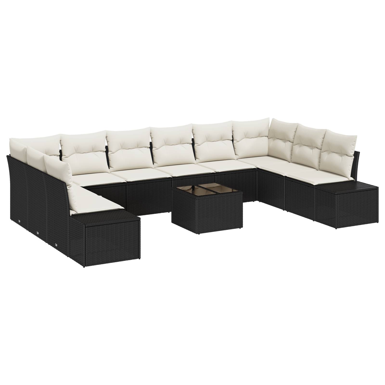 vidaXL 10-teiliges Garten-Sofa-Set mit Kissen braunes Poly-Rattan