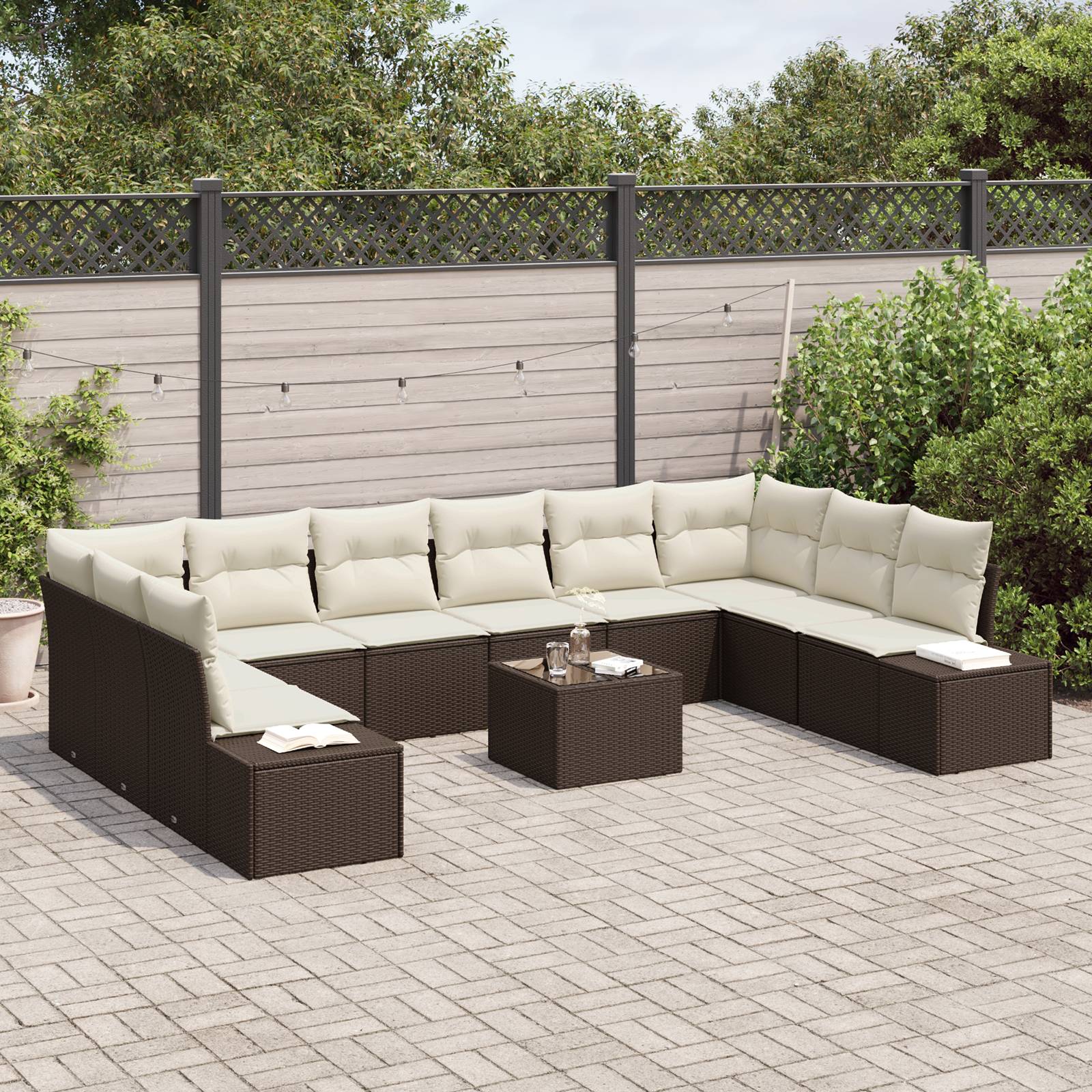 vidaXL 10-teiliges Garten Sofa Set mit Kissen Grau Poly Rattan