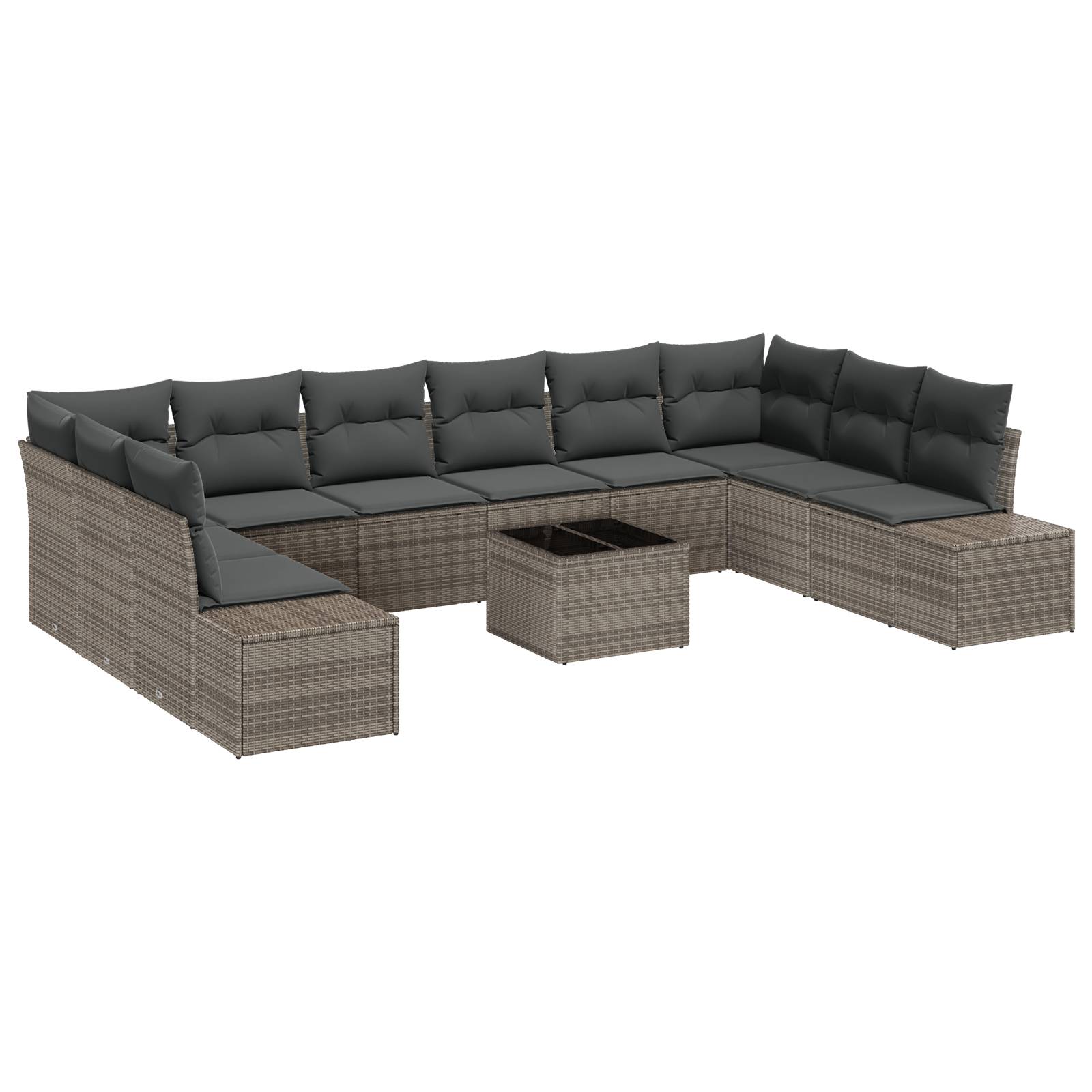 vidaXL 10-teiliges Garten-Sofa-Set mit Kissen Schwarz Poly-Rattan