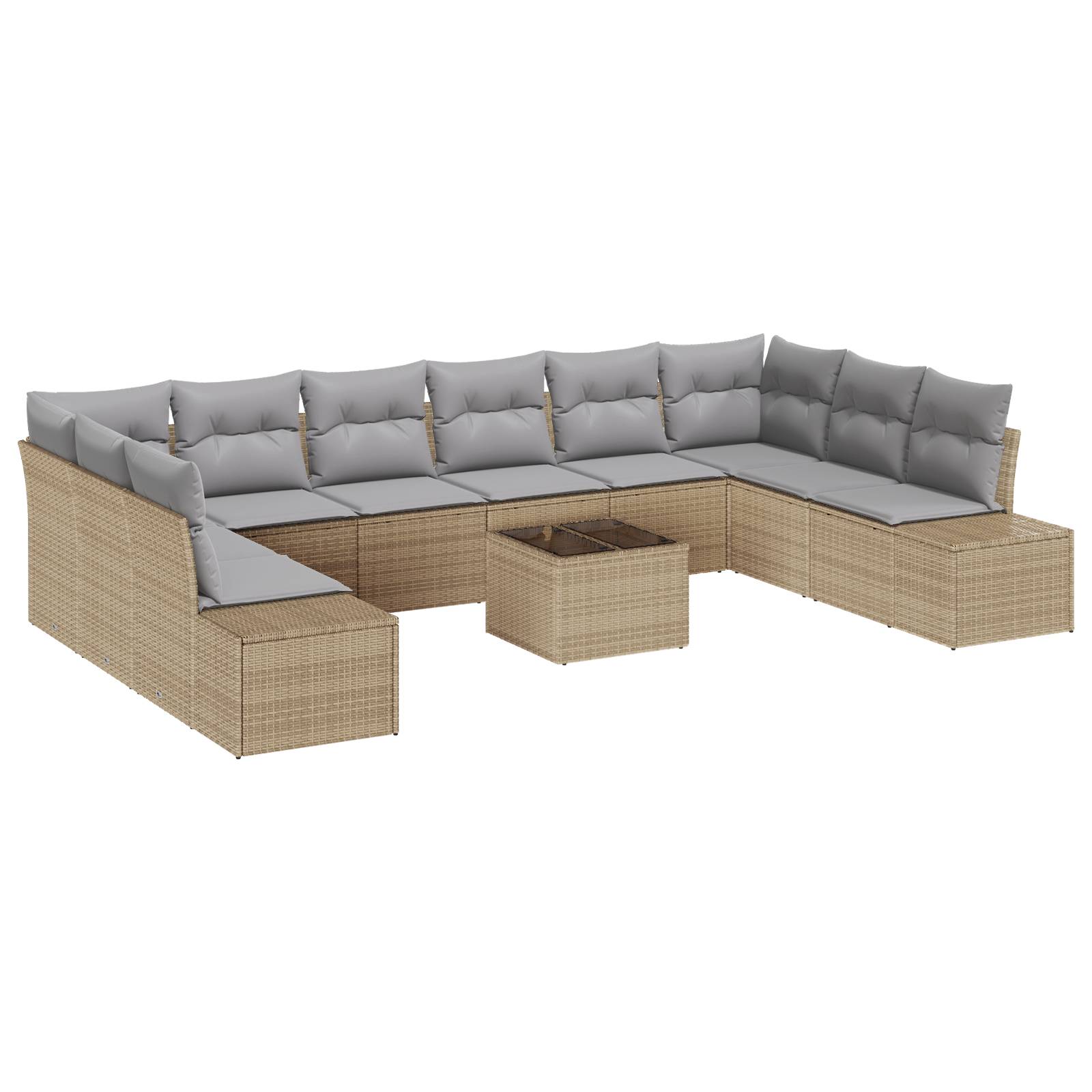 vidaXL 11-teiliges Garten Sofa Set mit Kissen Schwarz Poly Rattan