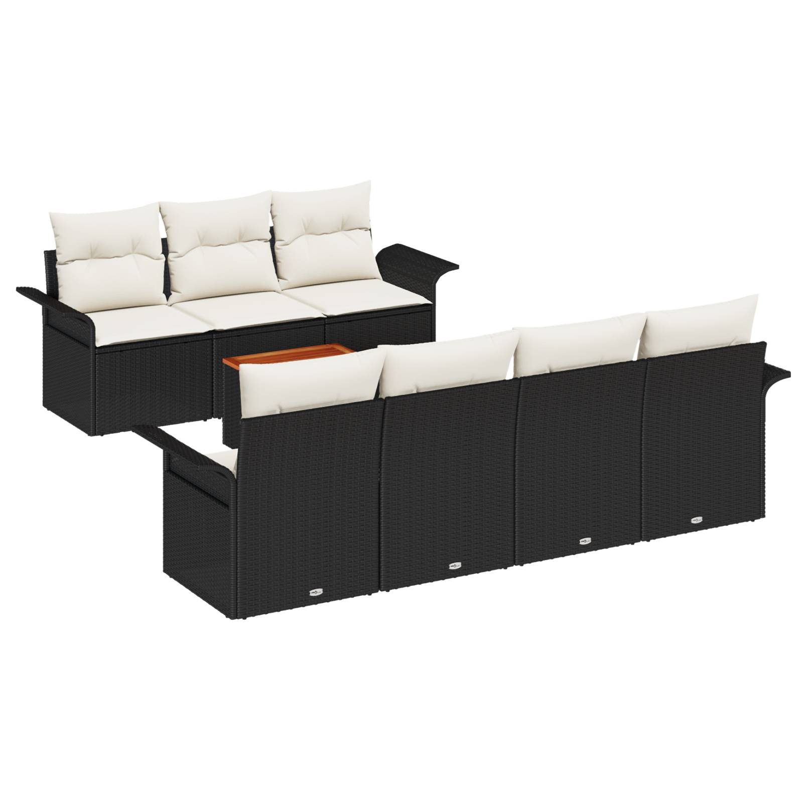 vidaXL 8-teiliges Garten-Sofa-Set mit Kissen Schwarz Poly-Rattan Akazie
