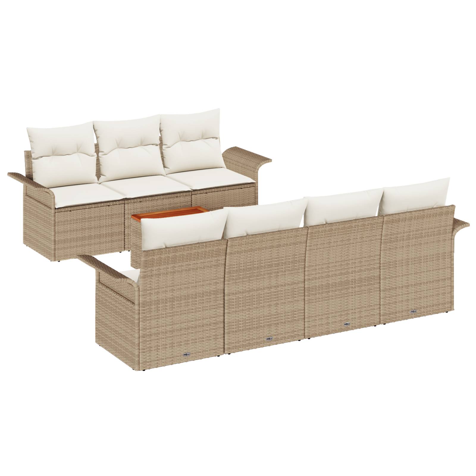 vidaXL 8-tlg. Garten-Sofagarnitur mit Kissen Beige Poly Rattan