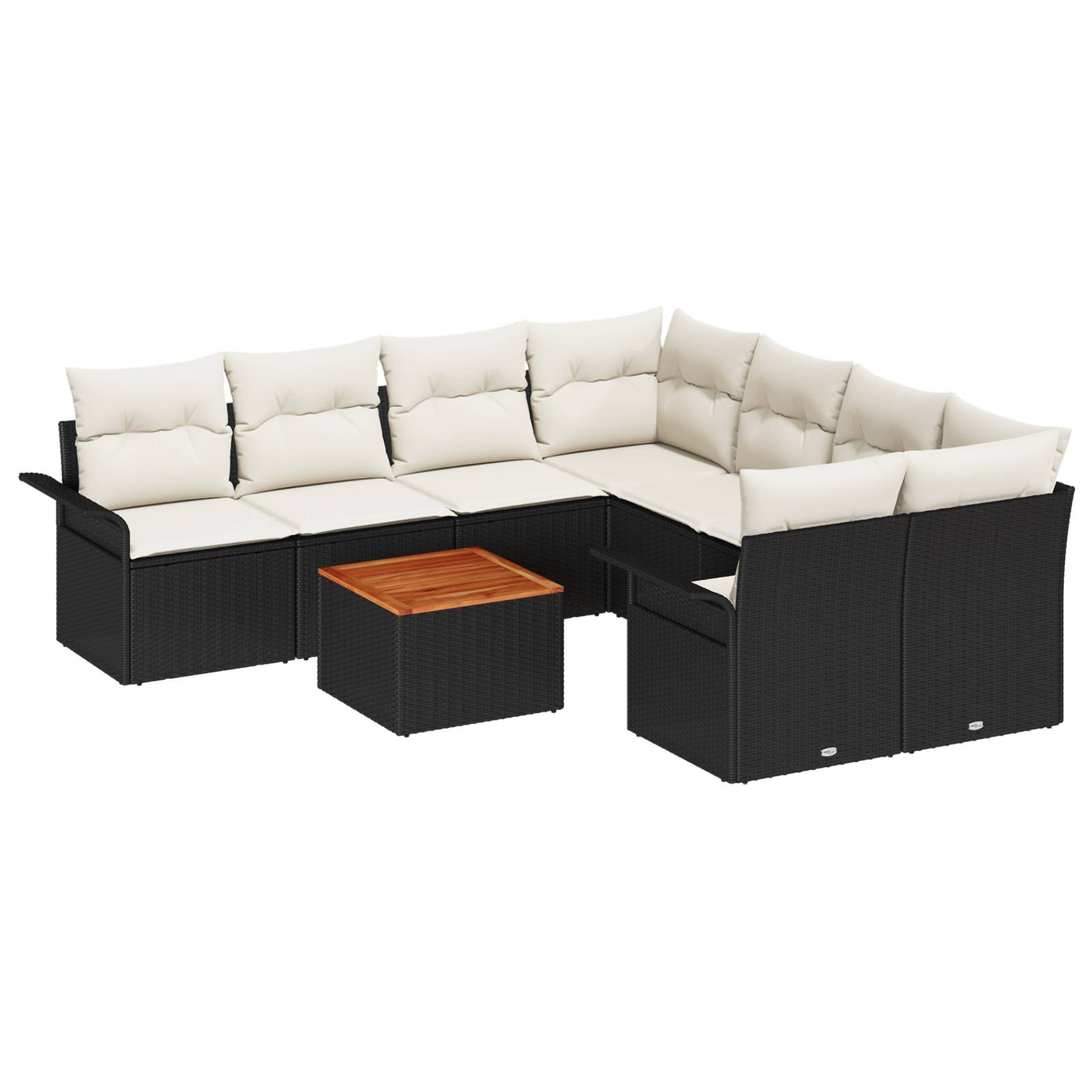 vidaXL 9-tlg. Garten-Sofagarnitur mit Kissen Schwarz Poly Rattan