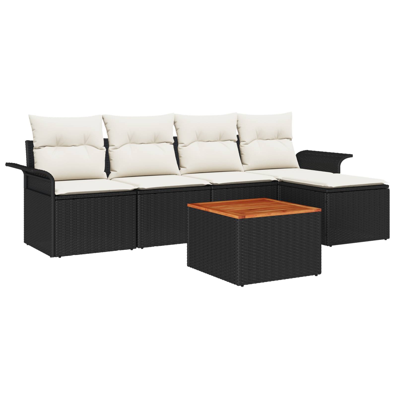 vidaXL 6-tlg. Garten-Sofagarnitur mit Kissen Schwarz Poly Rattan