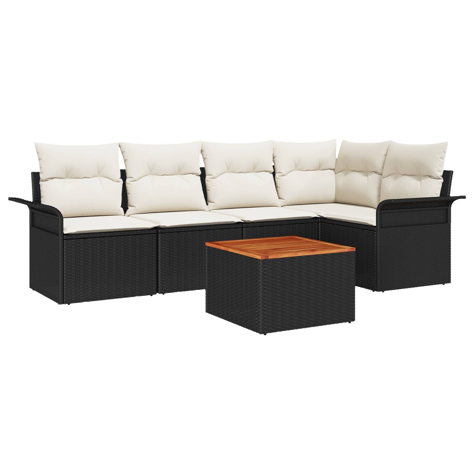 vidaXL 6-tlg. Garten-Sofagarnitur mit Kissen Schwarz Poly Rattan