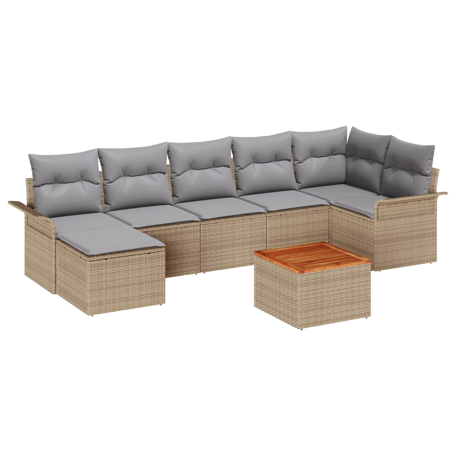 vidaXL 8-tlg. Garten-Sofagarnitur mit Kissen Beige Poly Rattan