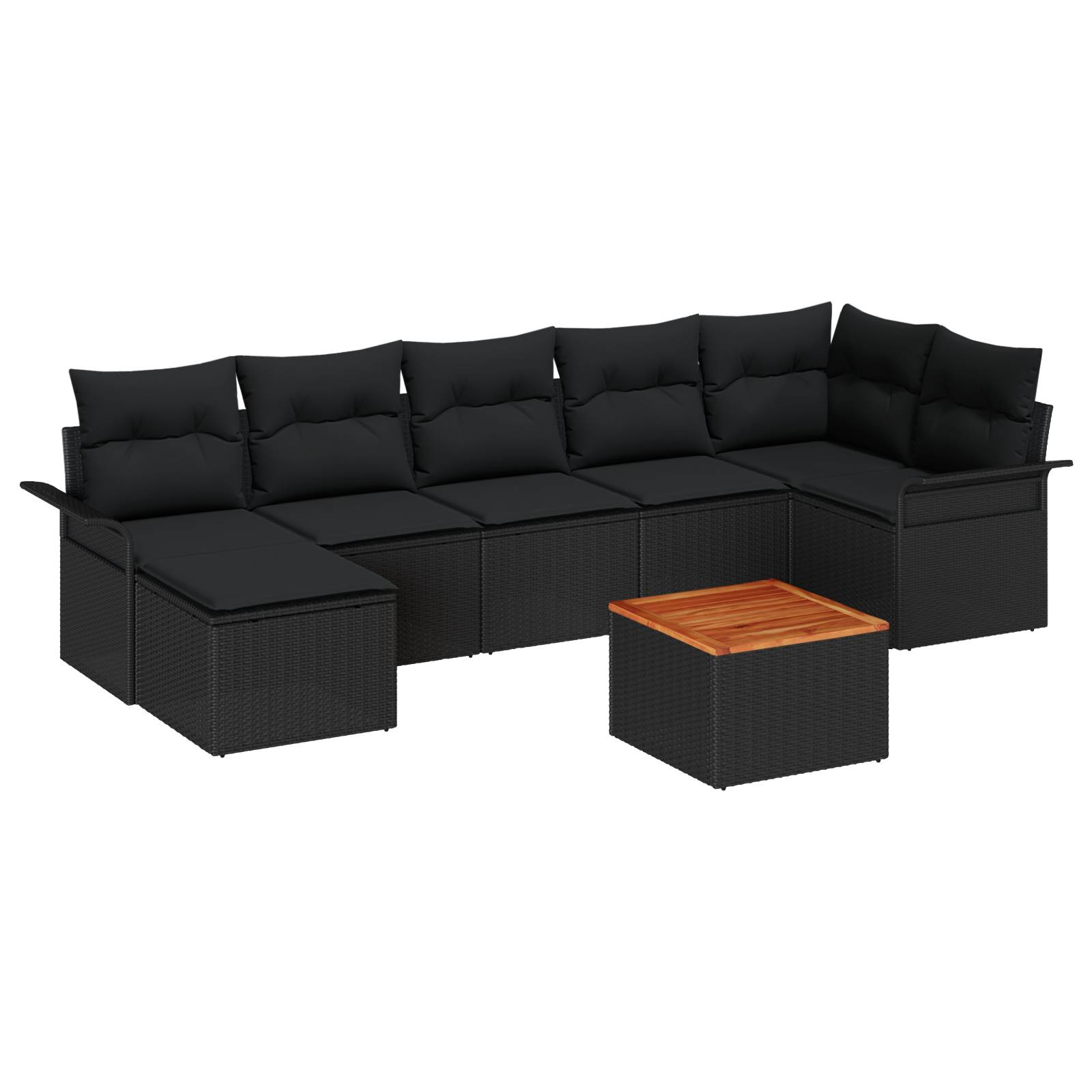 vidaXL 8-teiliges Garten Sofa Set mit Kissen Schwarz Poly Rattan Akazie