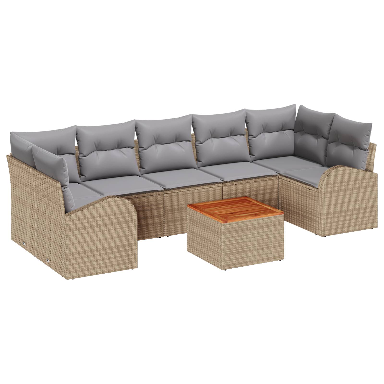 vidaXL 8-teiliges Garten Sofa Set mit Kissen Beige Poly Rattan Akazie
