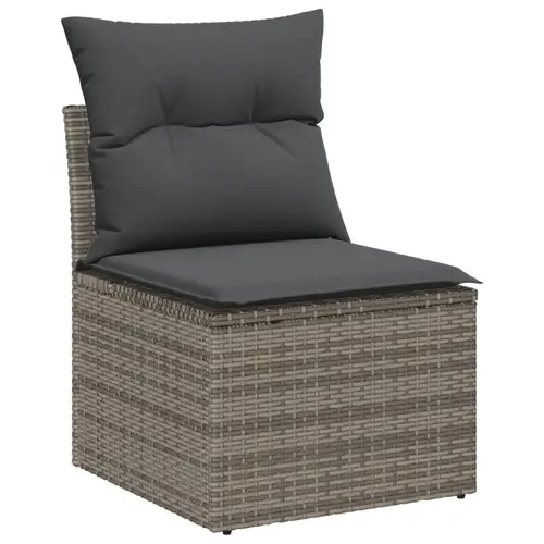 vidaXL 5-teiliges Garten Sofa Set mit Kissen Grau Poly Rattan vidaXL 5-teiliges Garten Sofa Set mit Kissen Grau Poly Rattan