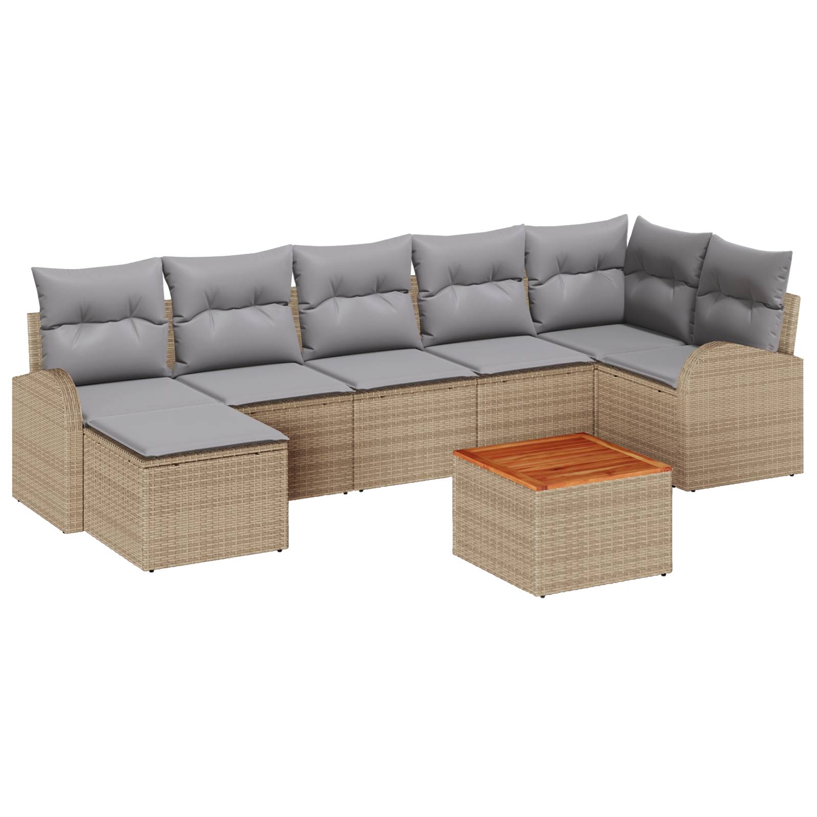 vidaXL 8-tlg. Garten-Sofagarnitur mit Kissen Beige Poly Rattan