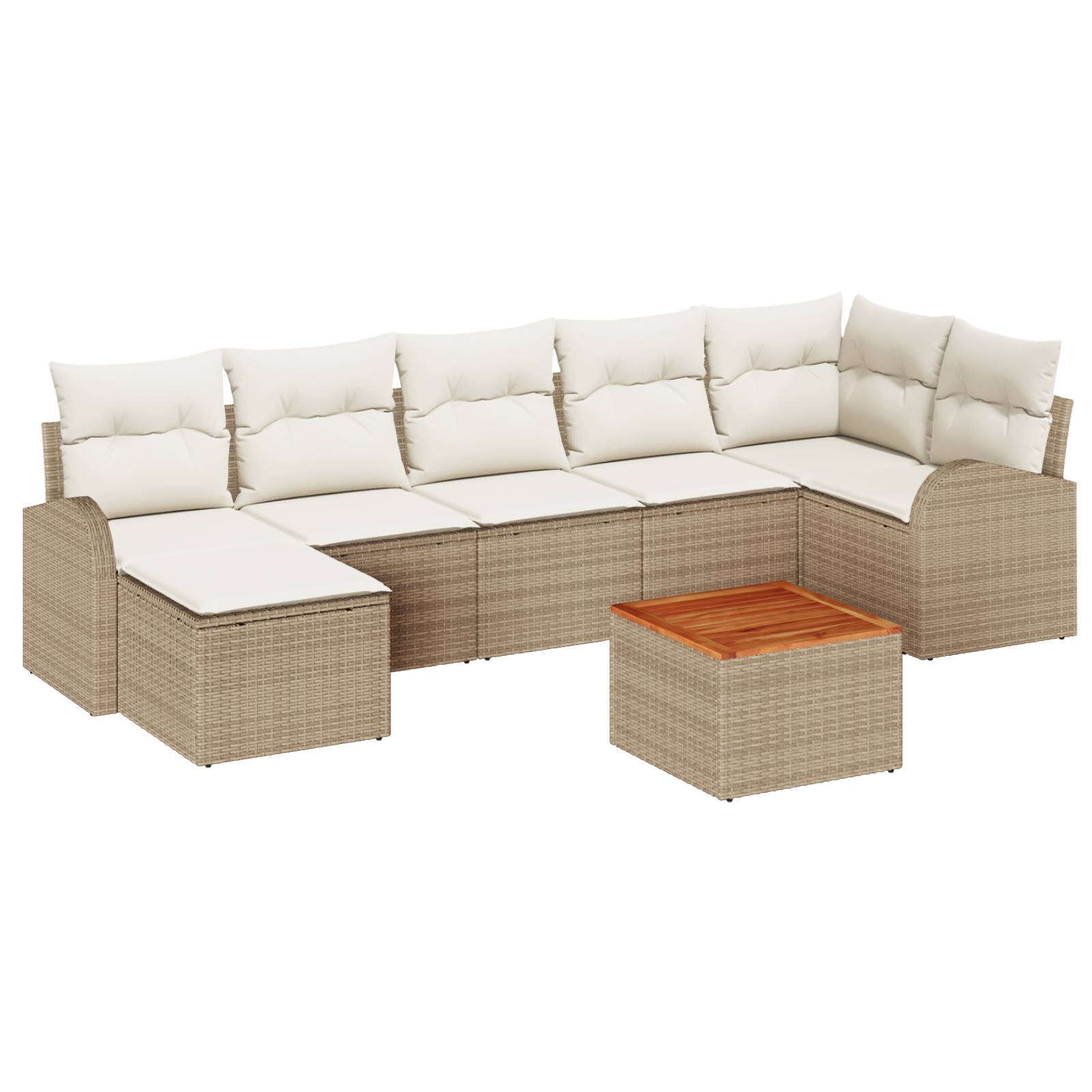 vidaXL 8-tlg. Garten-Sofagarnitur mit Kissen Beige Poly Rattan