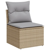 vidaXL 9-teiliges Garten-Sofa-Set mit Kissen Beige Poly Rattan Akazie vidaXL 9-teiliges Garten-Sofa-Set mit Kissen Beige Poly Rattan Akazie
